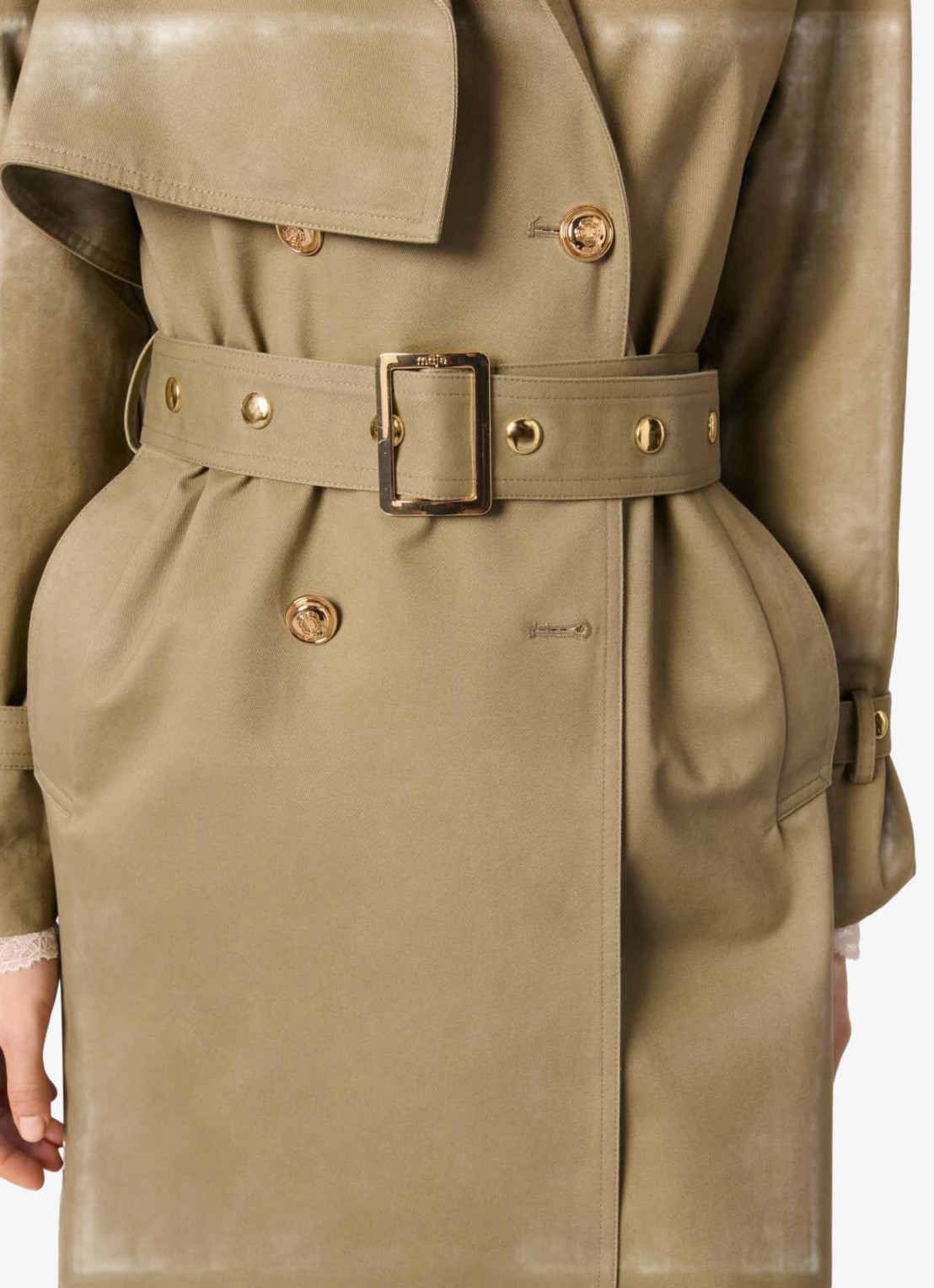 Maje Double-breasted trenchcoat met ceintuur - detail 5 khaki