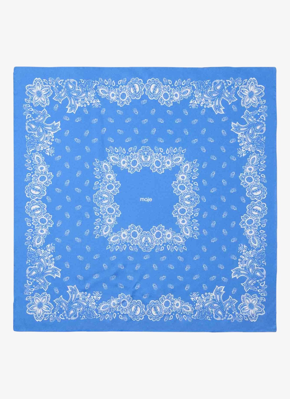 Maje Ecarresummer bandana sjaal van zijde met pailsey print - detail 6 lichtblauw