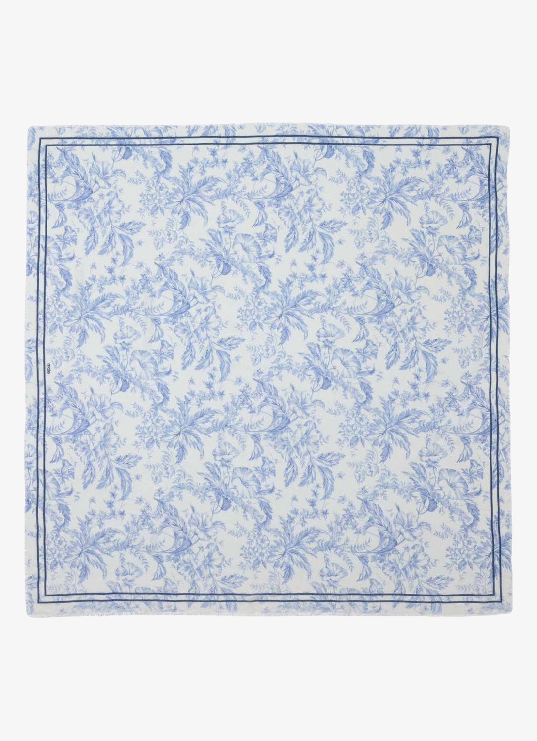 Maje Echaleblue sjaal in wolblend met print 140 x 140 cm  - achterkant 7 lichtblauw