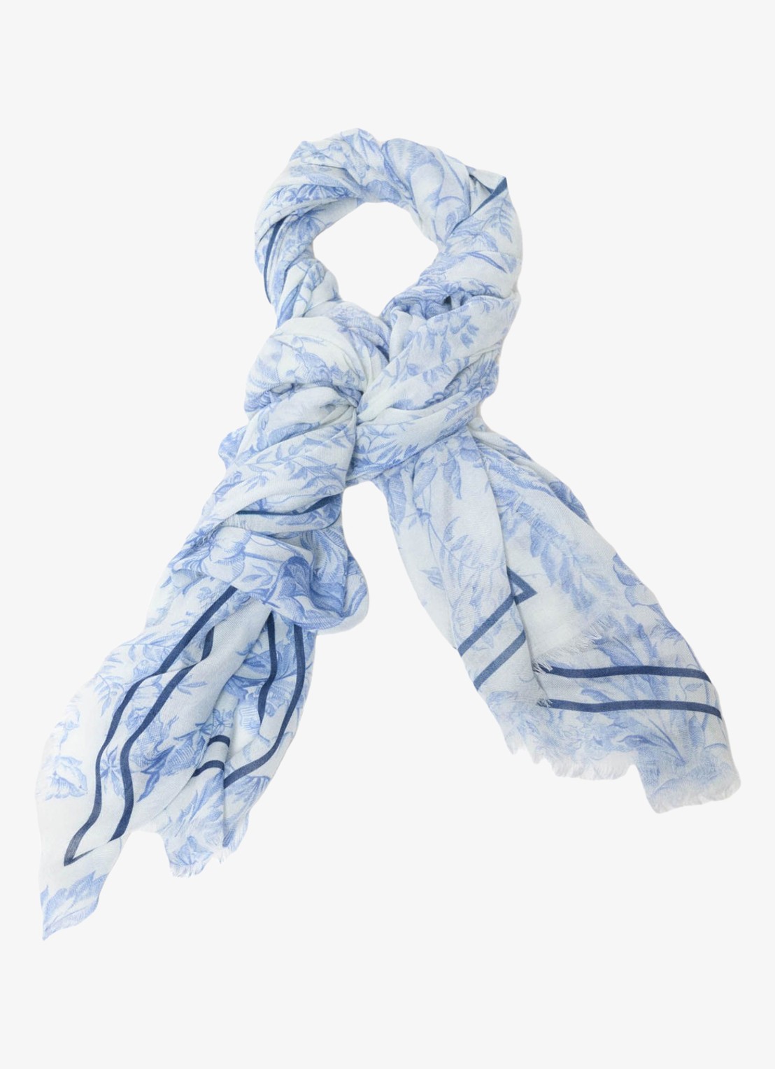 Maje Echaleblue sjaal in wolblend met print 140 x 140 cm  - detail 3 lichtblauw
