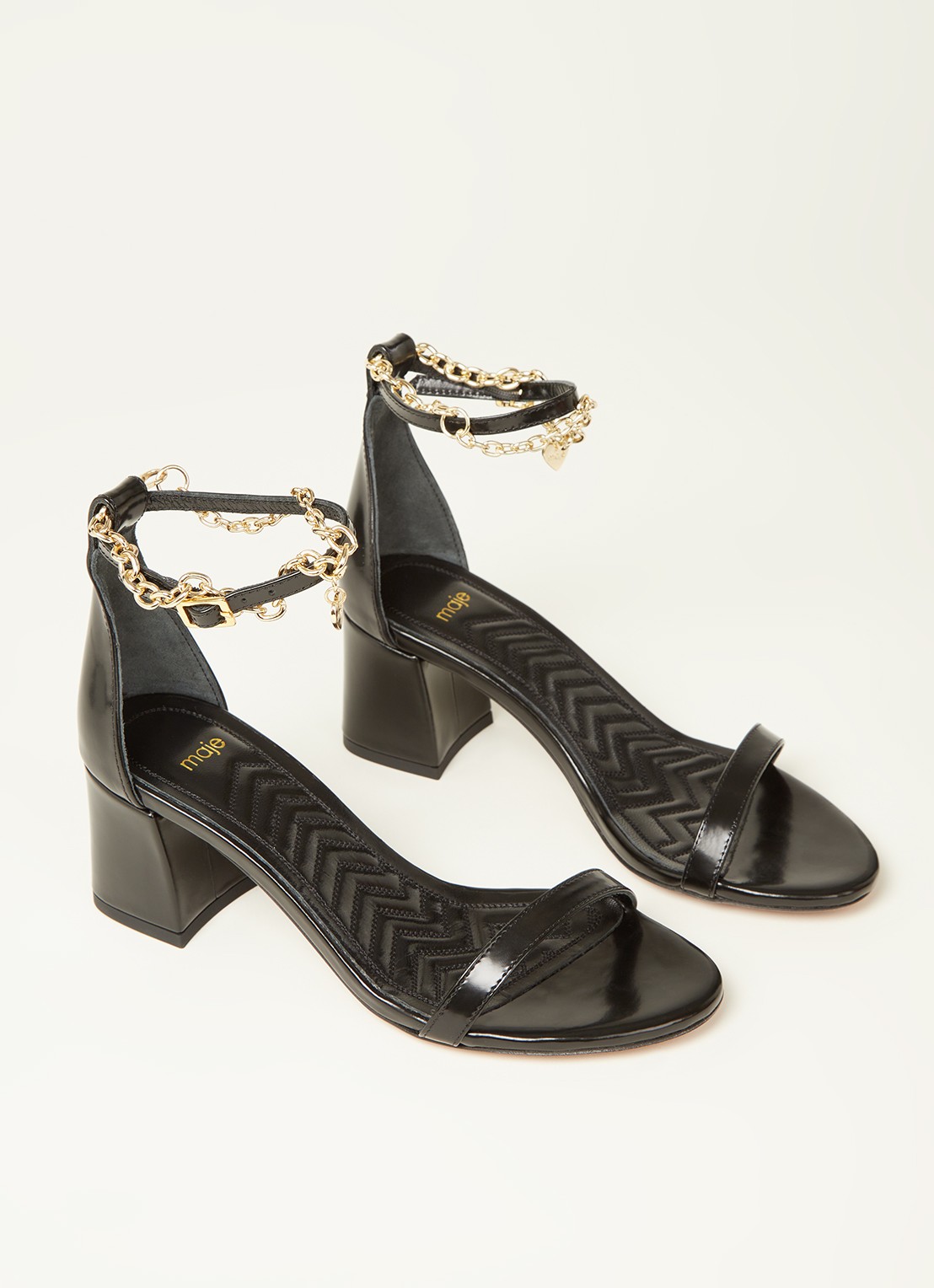 Maje Fever Low sandalette van leer - detail 3 zwart
