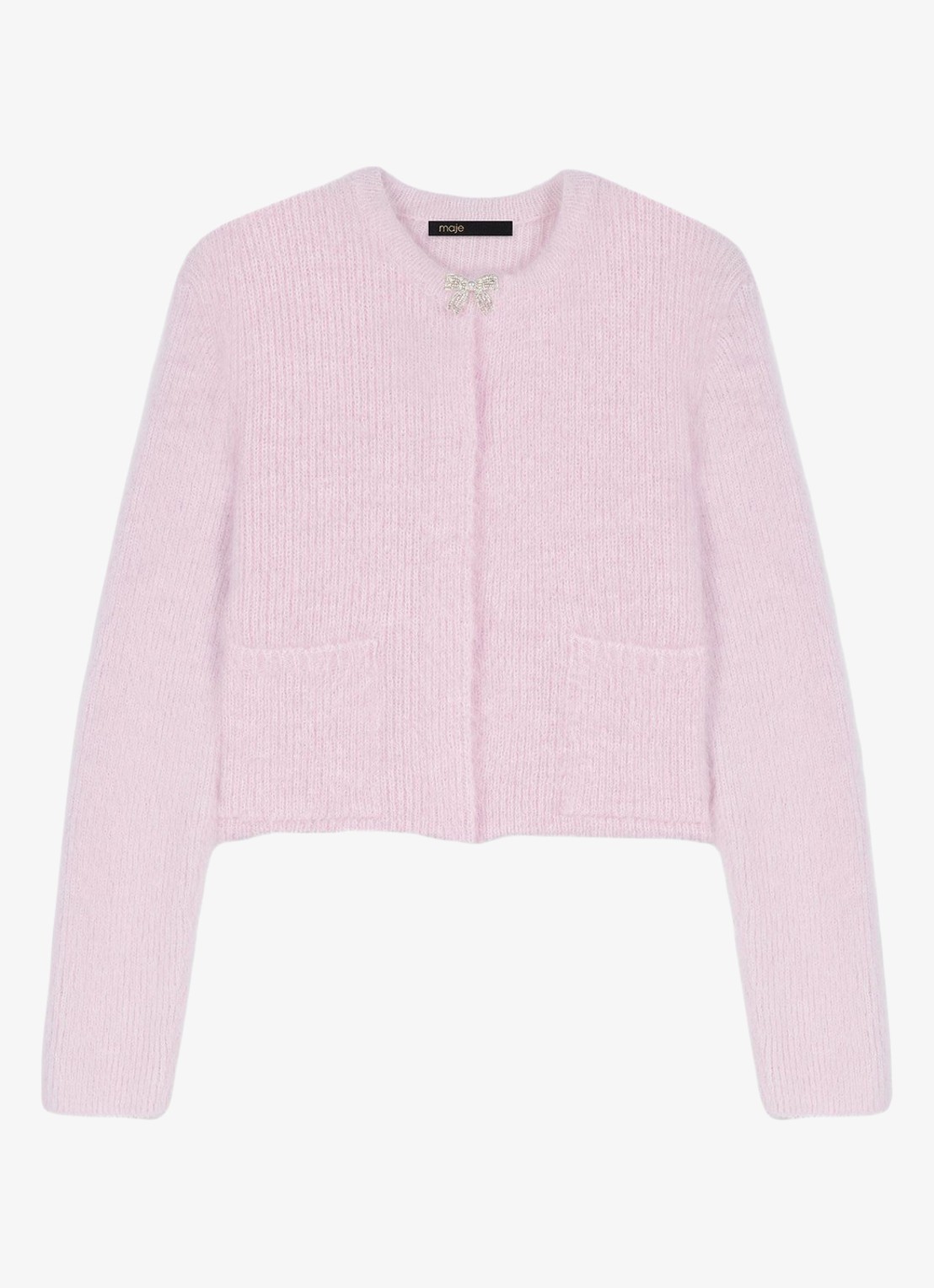 Maje Fijngebreid vest in wolblend - voorkant 2 roze