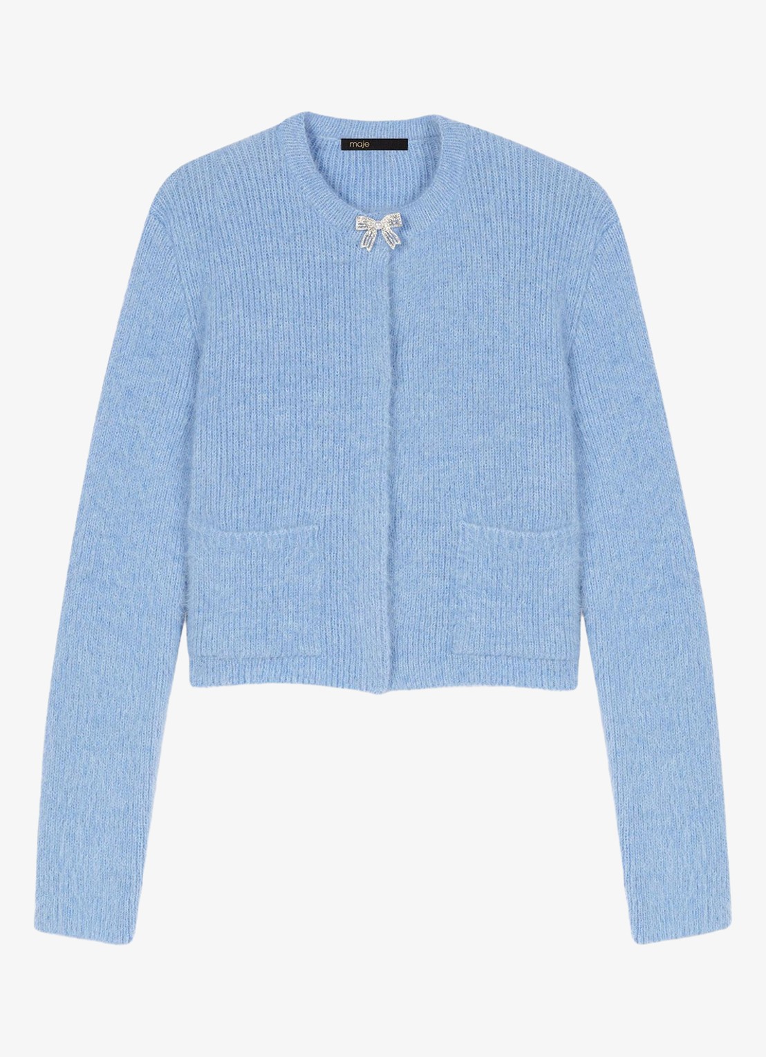 Maje Fijngebreid vest in wolblend - voorkant 2 blauw