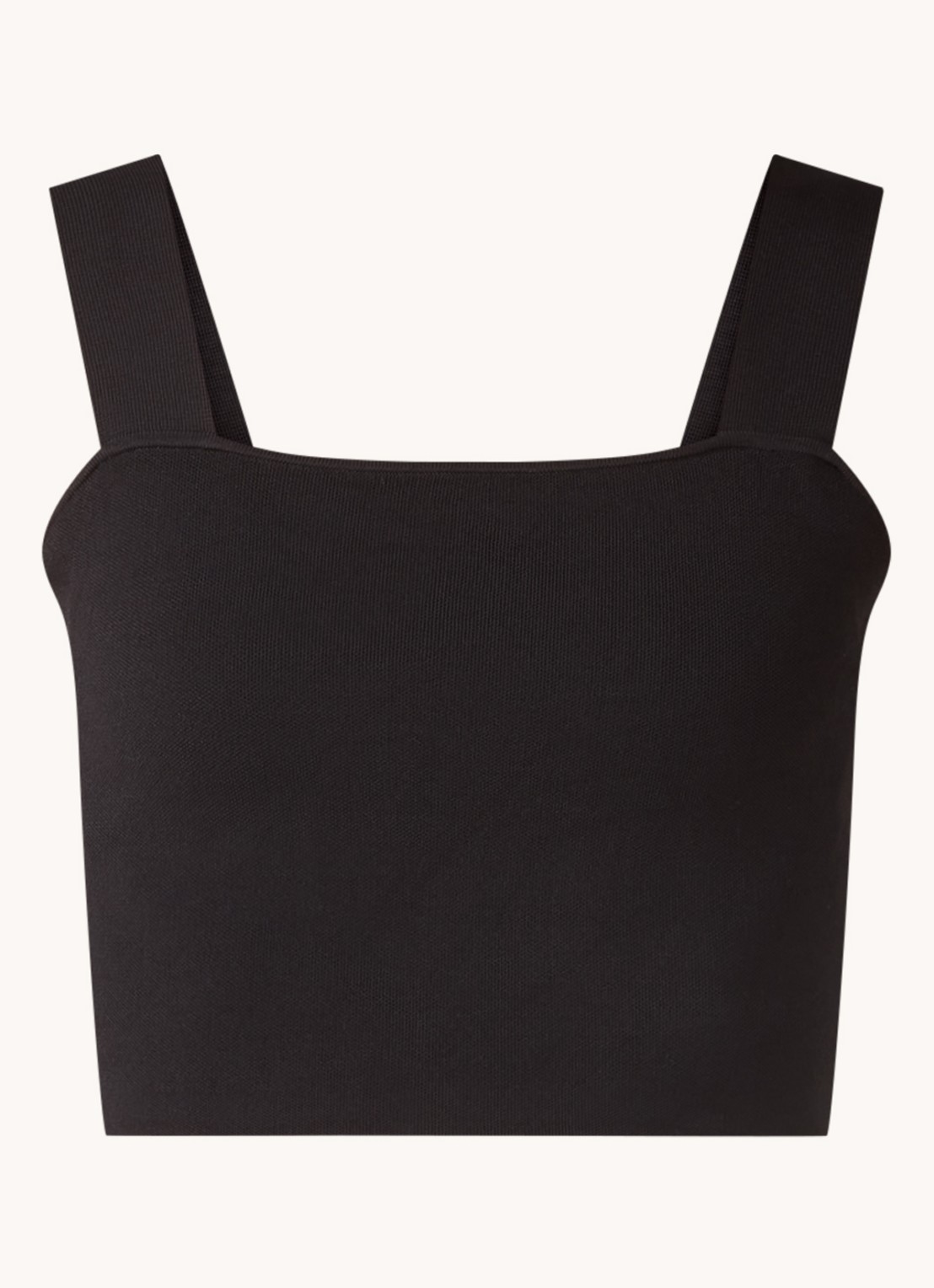 Maje Fijngebreide crop top met rechthoekige halslijn - voorkant zwart