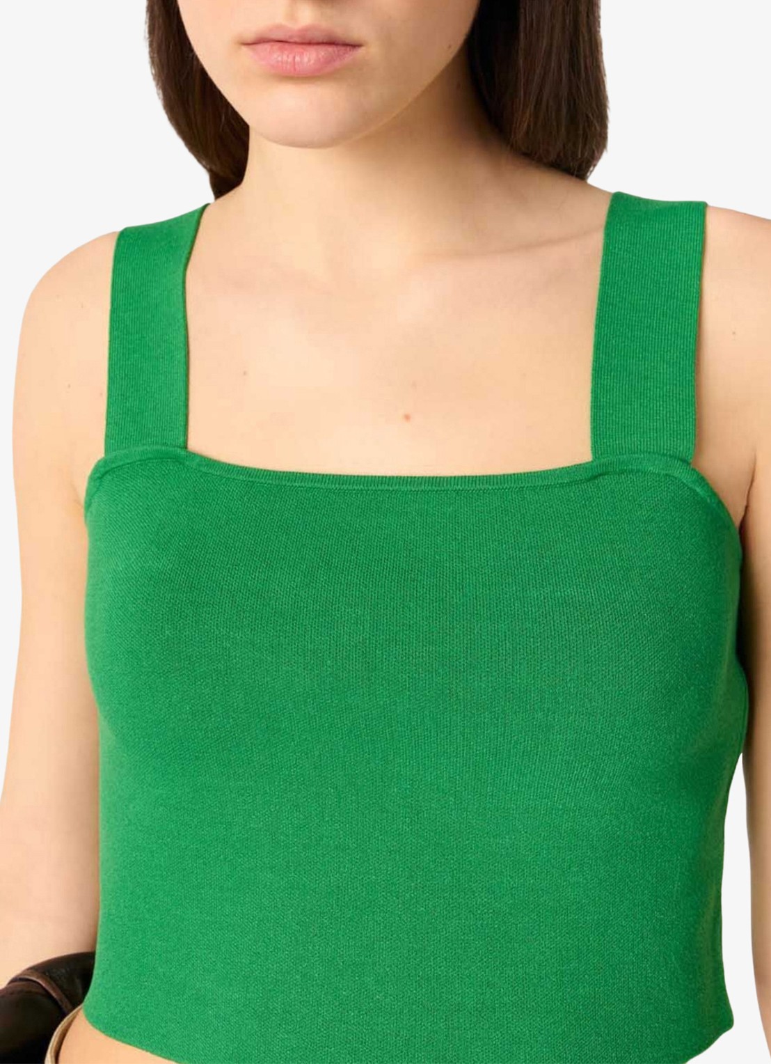 Maje Fijngebreide crop top met stretch - detail 6 groen