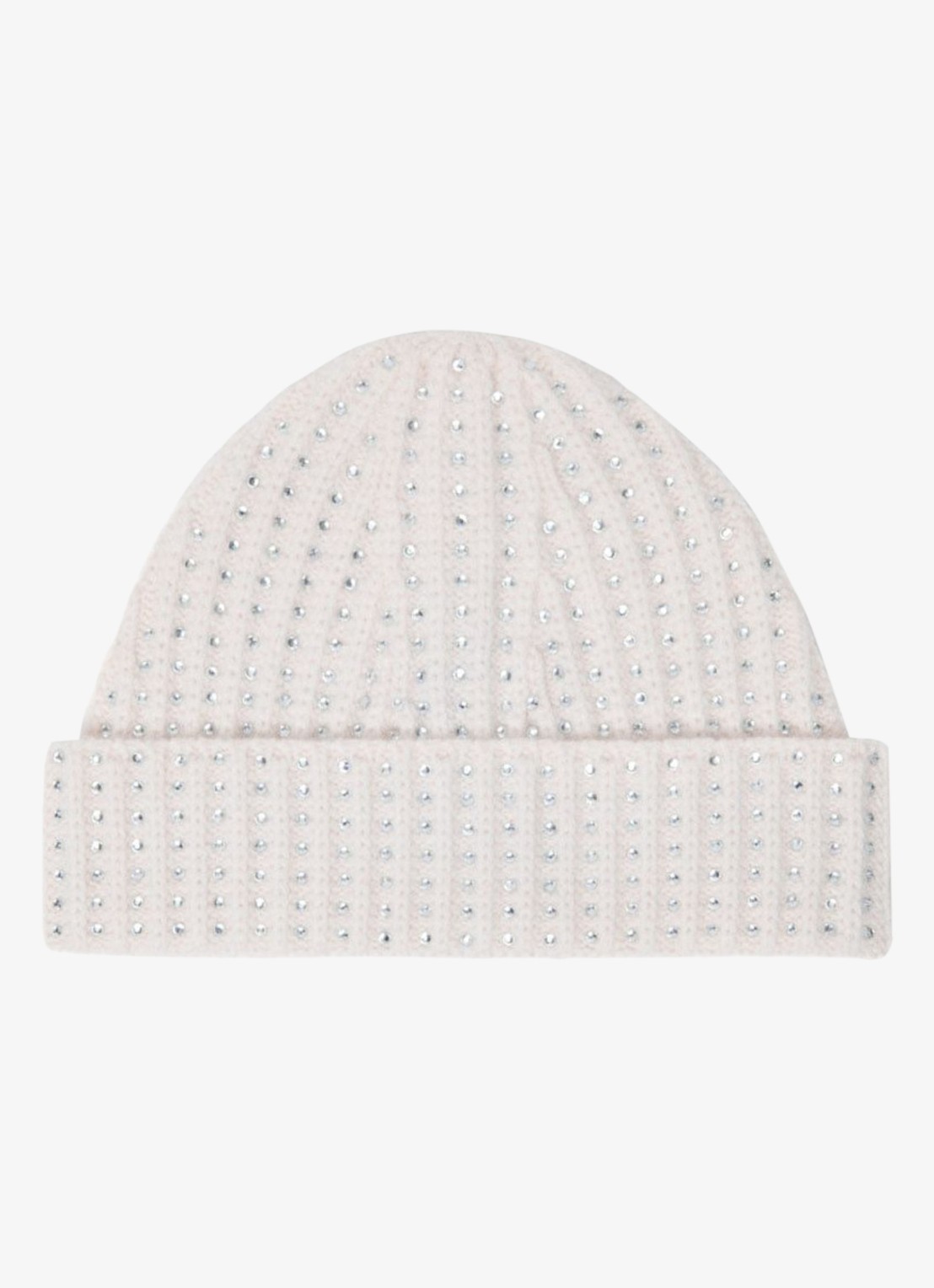 Maje Fijngebreide muts van wol met studs - voorkant 2 beige