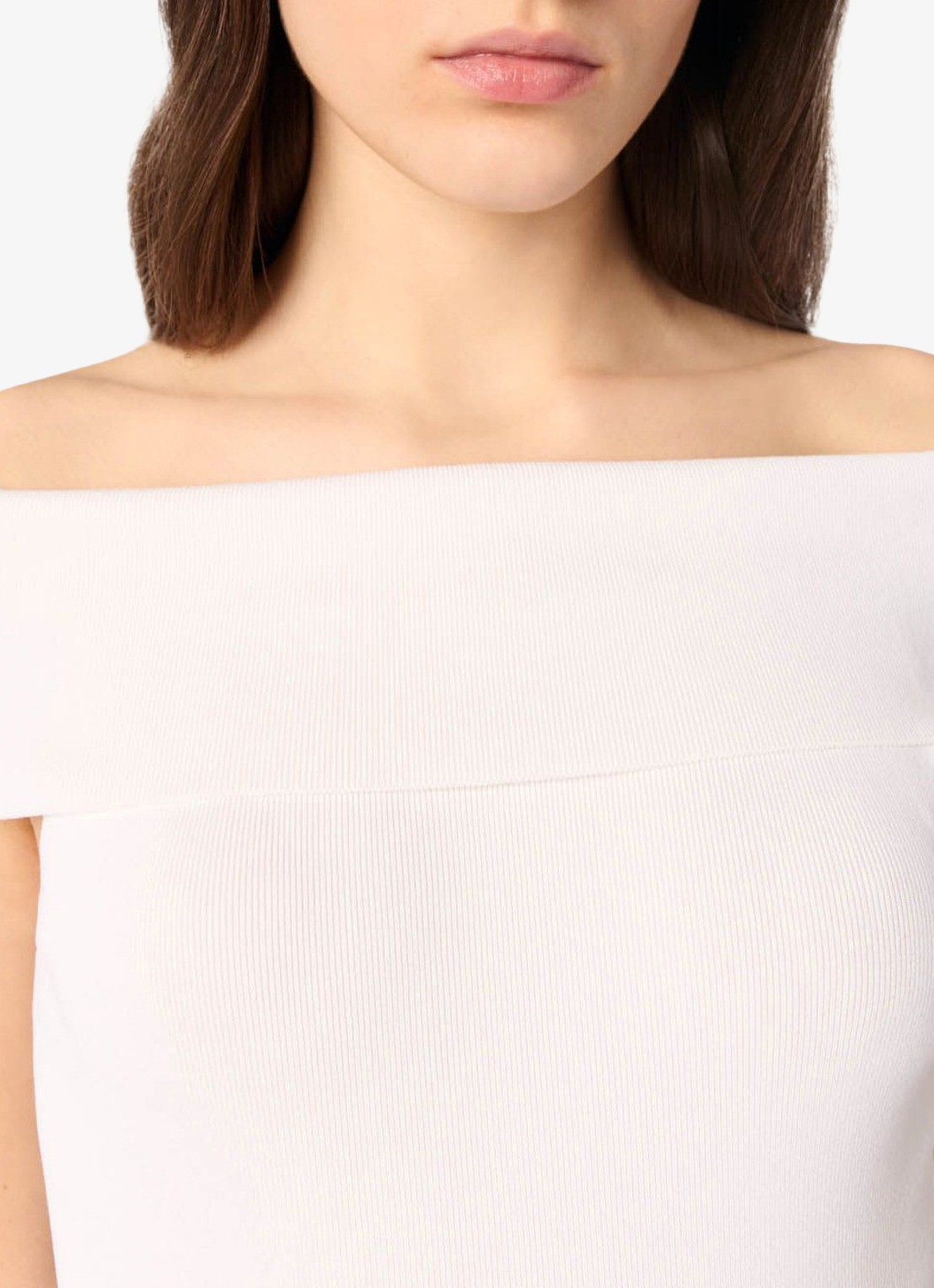 Maje Fijngebreide off shoulder top - detail 3 wit