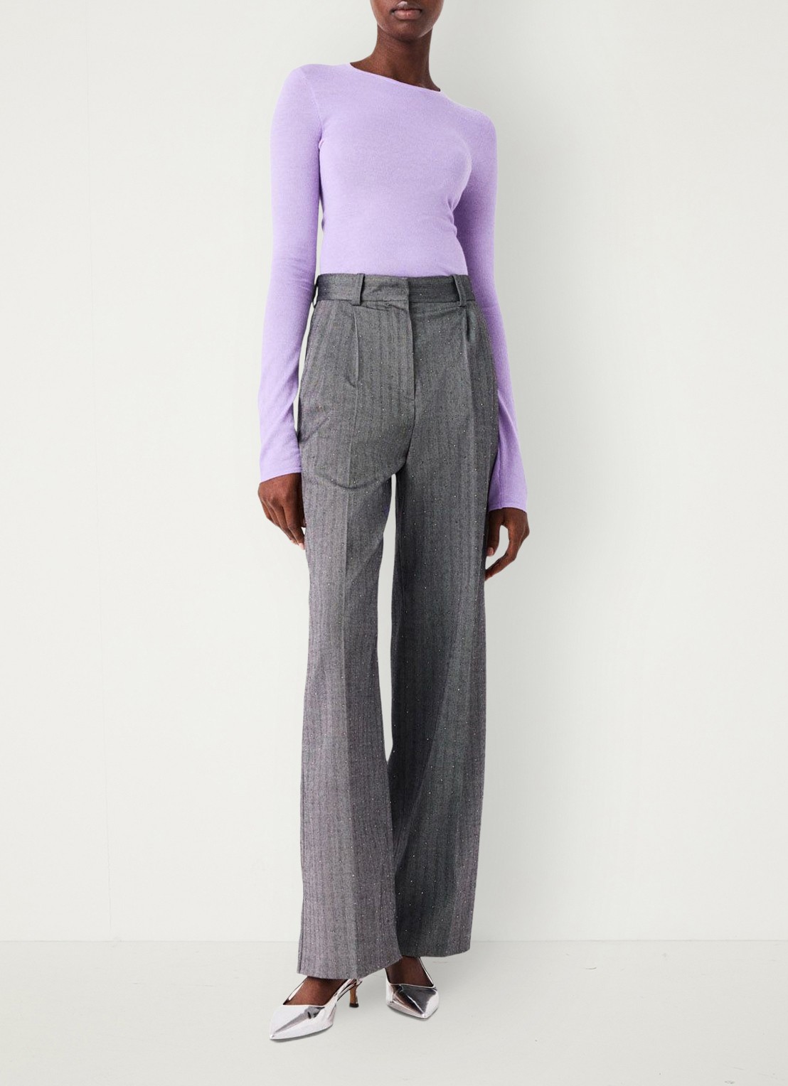 Maje Fijngebreide pullover van mesh - voorkant parma violet / paars