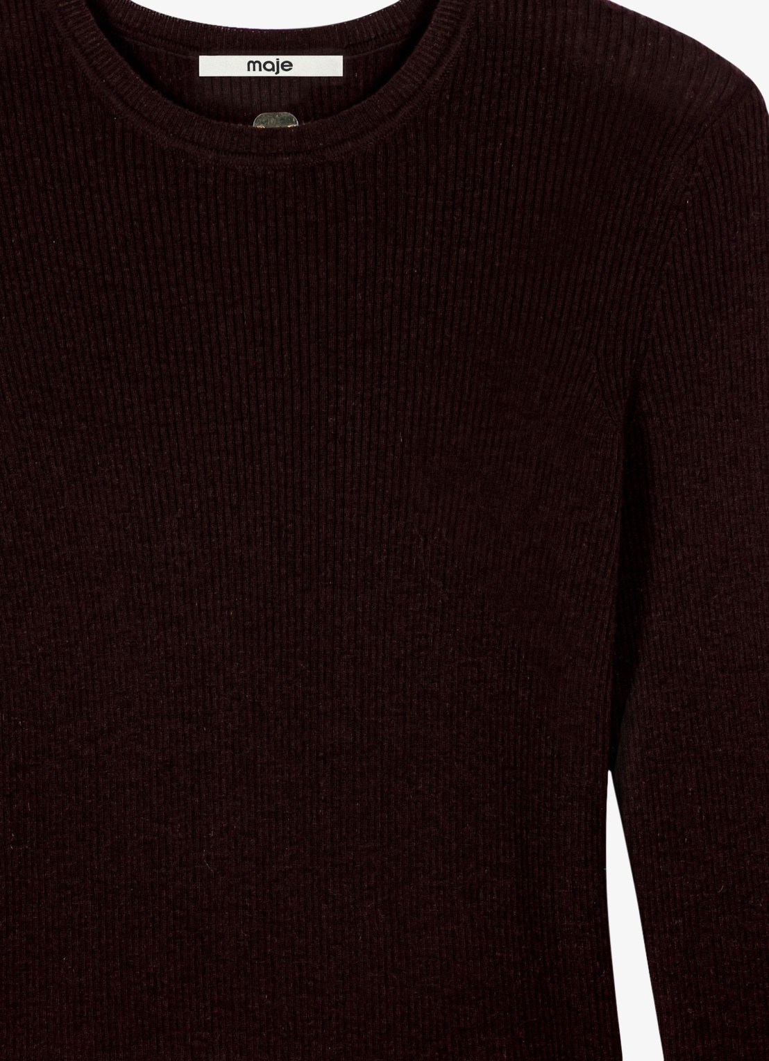 Maje Fijngebreide top in wolblend - detail 8 donkerbruin