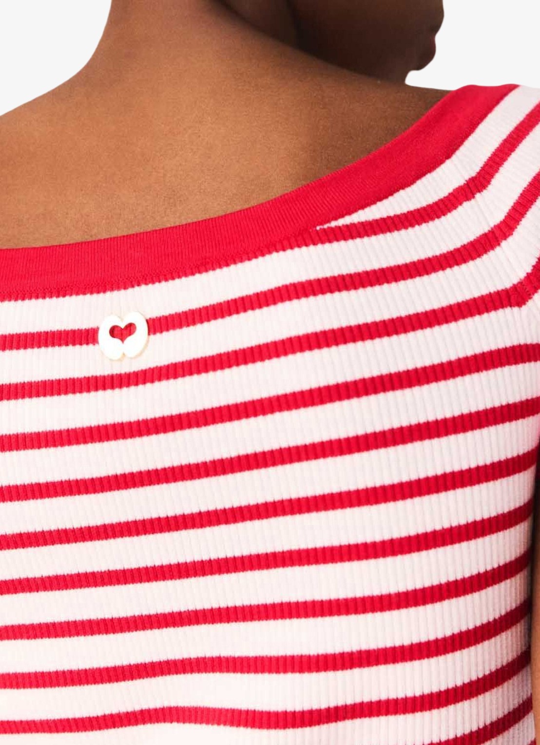 Maje Fijngebreide top met boothals en streepprint - detail 6 rood