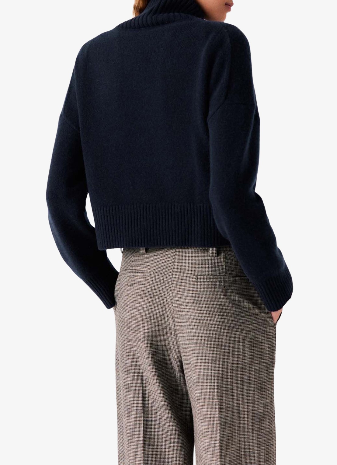 Maje Fijngebreide trui van kasjmier met col - achterkant donkerblauw