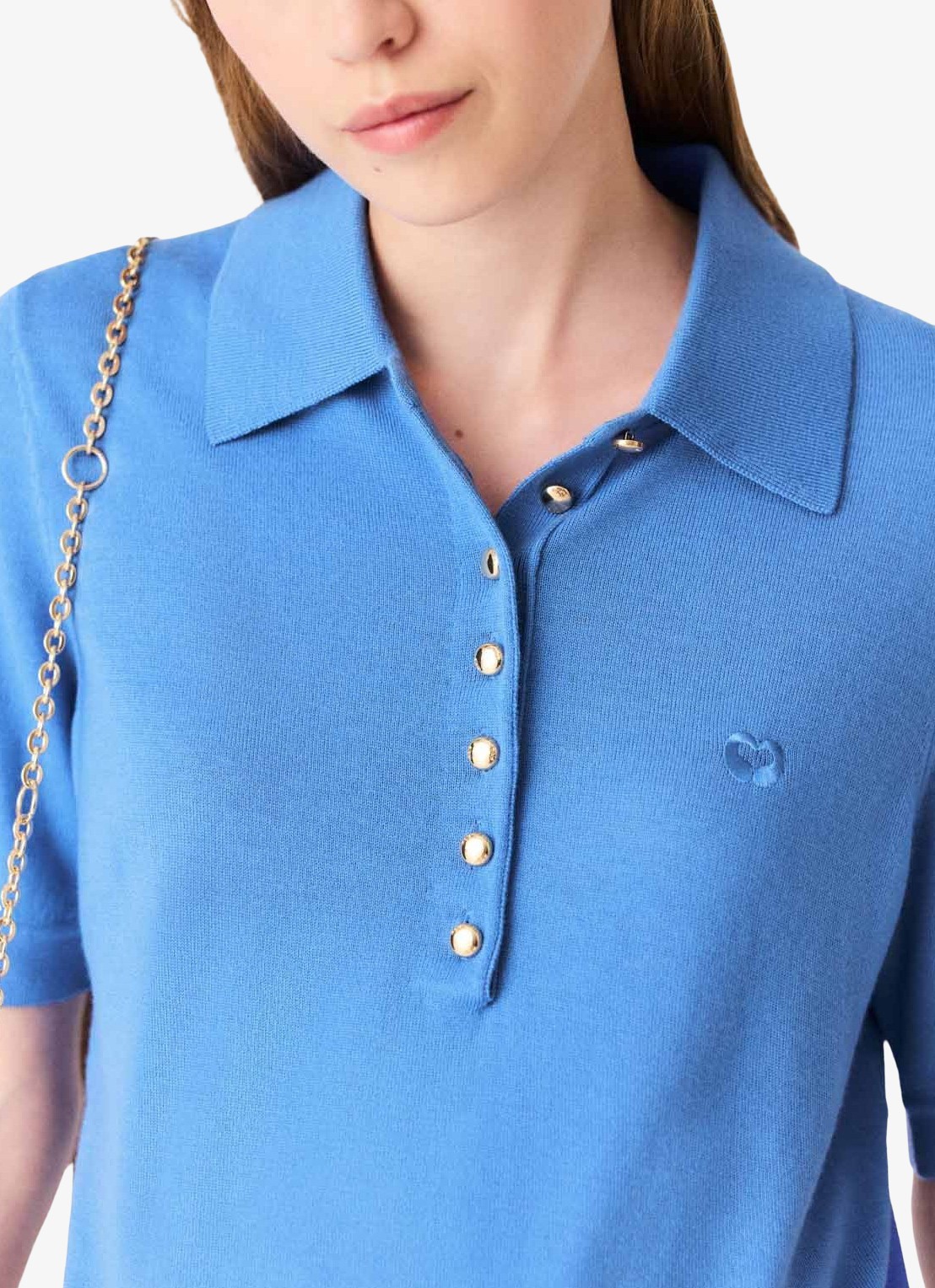 Maje Fijngebreide trui van wol met kraag - detail 7 donkerblauw