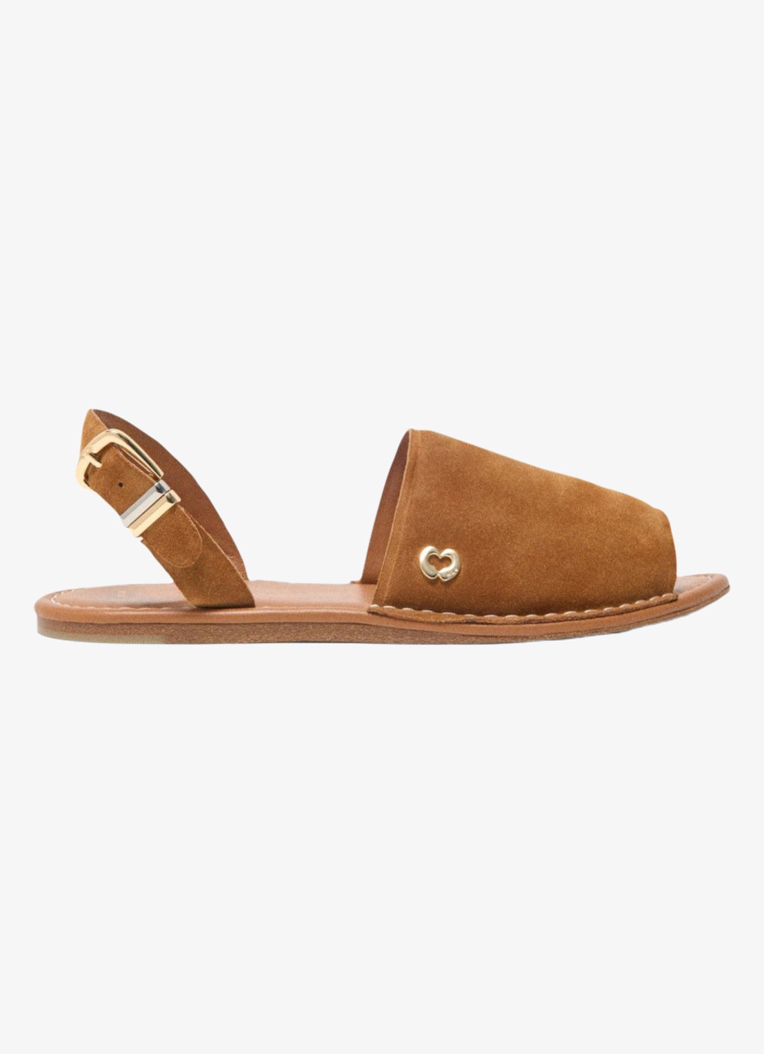 Maje Filakia sandaal van leer met logo - voorkant camel