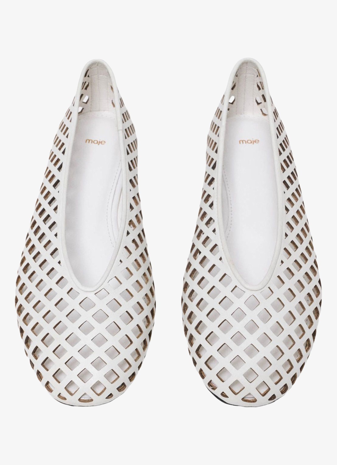 Maje Filaria ballerina van leer met cut-out details - detail wit