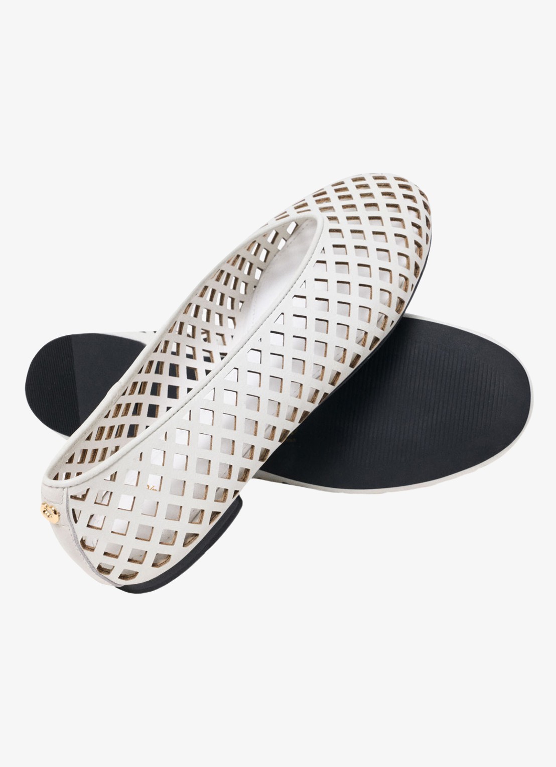 Maje Filaria ballerina van leer met cut-out details - detail 3 wit