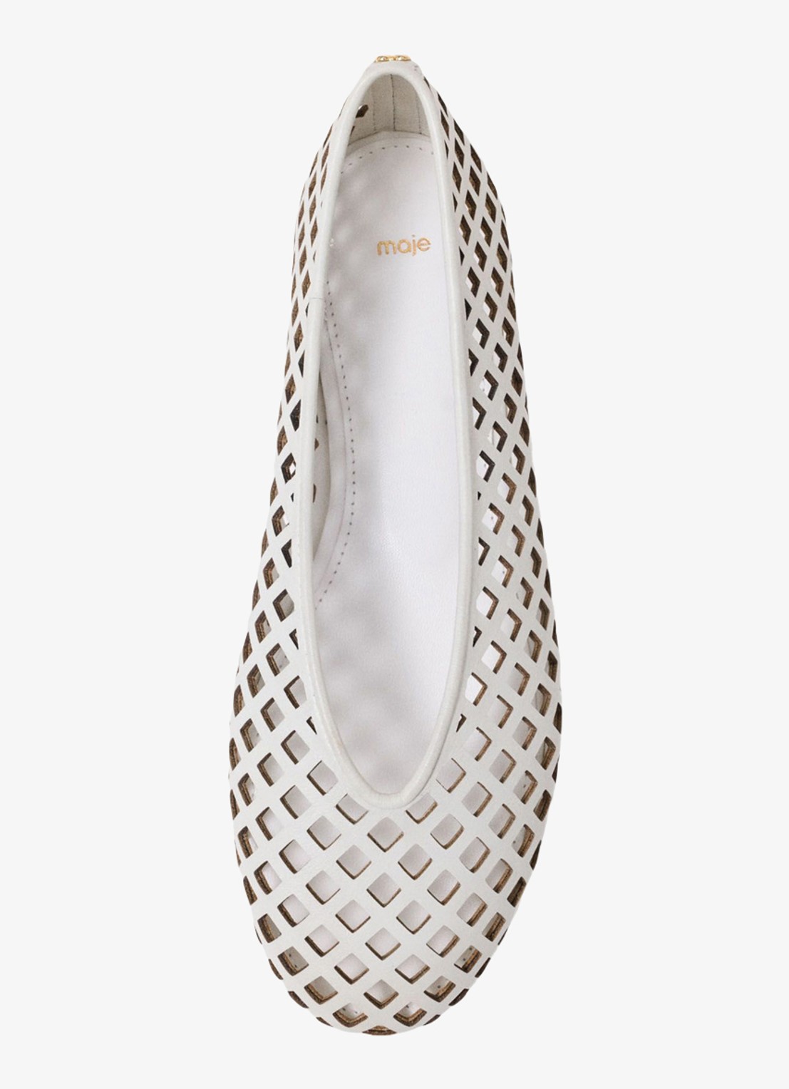 Maje Filaria ballerina van leer met cut-out details - detail 4 wit