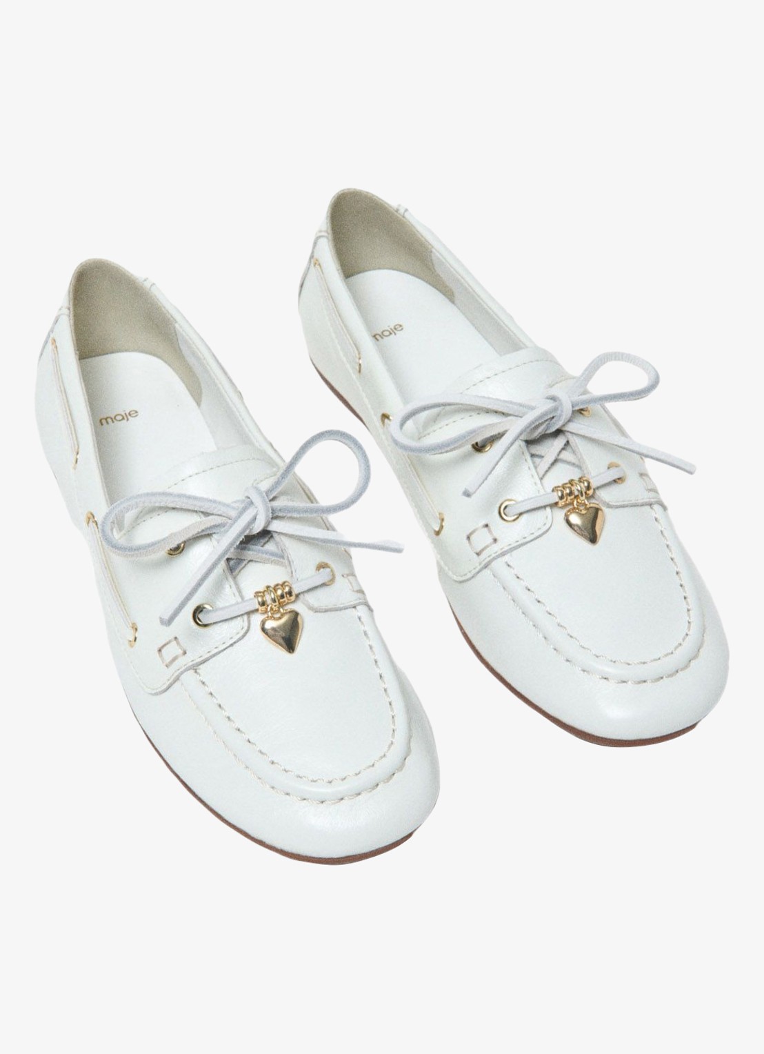 Maje Finolanuevo bootschoen van leer  - voorkant 3 wit