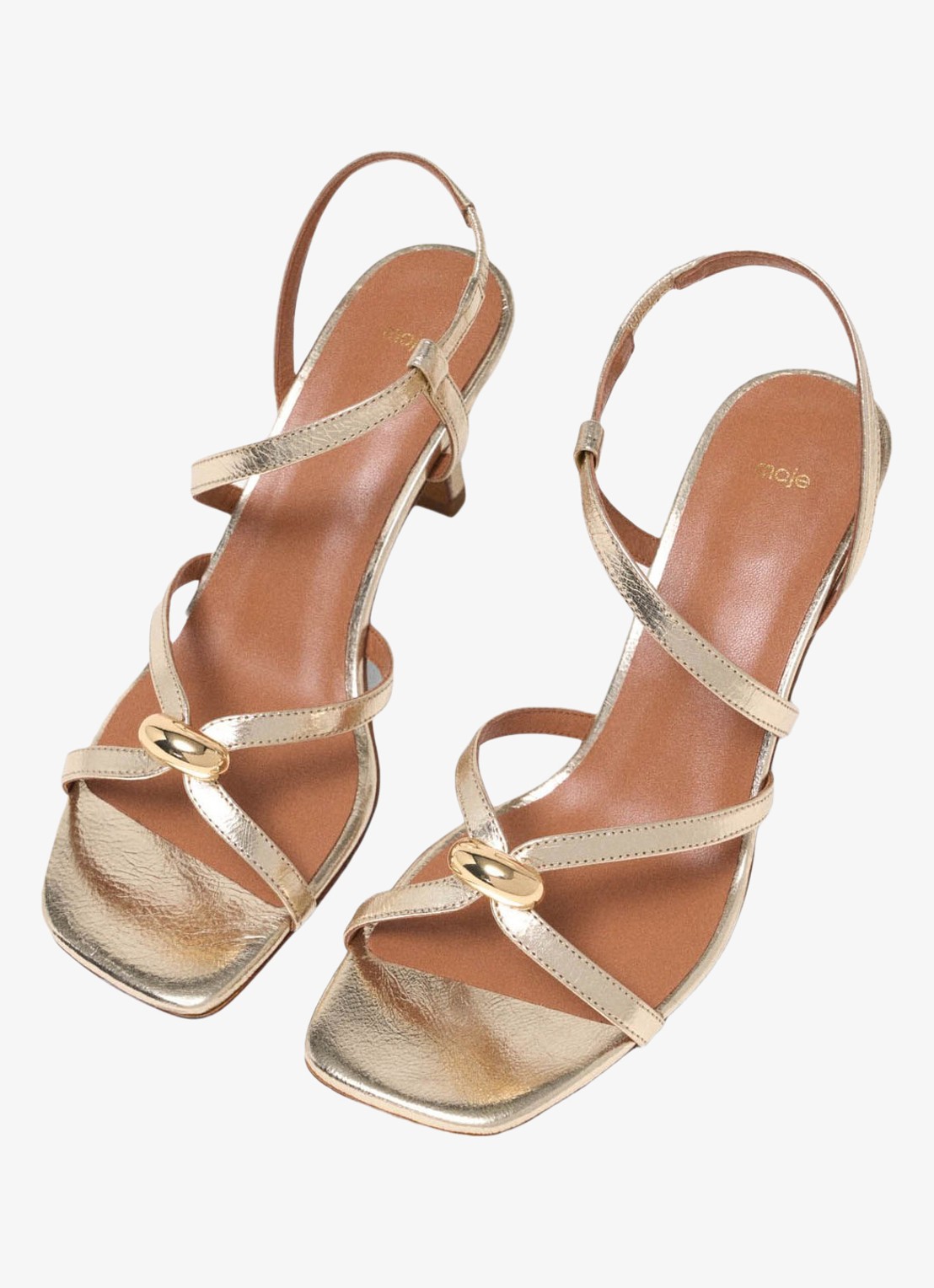 Maje Fivetamet sandalette van geitenleer met metallic finish  - detail 2 goud