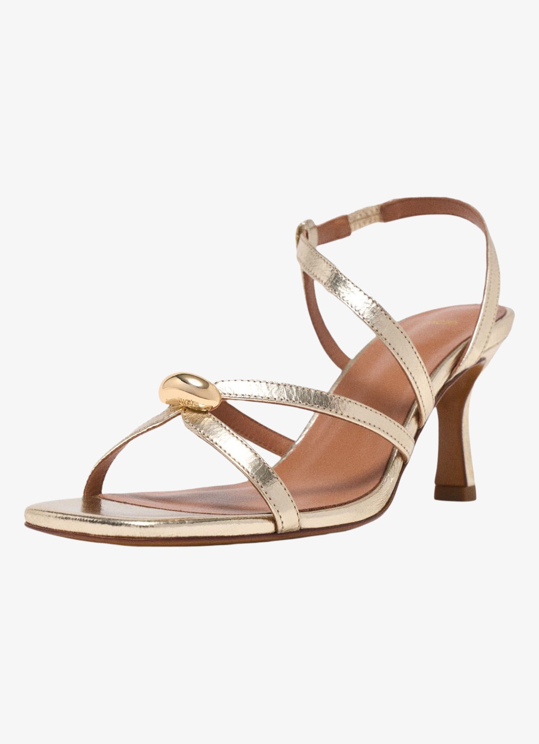Maje Fivetamet sandalette van geitenleer met metallic finish  - detail 4 goud
