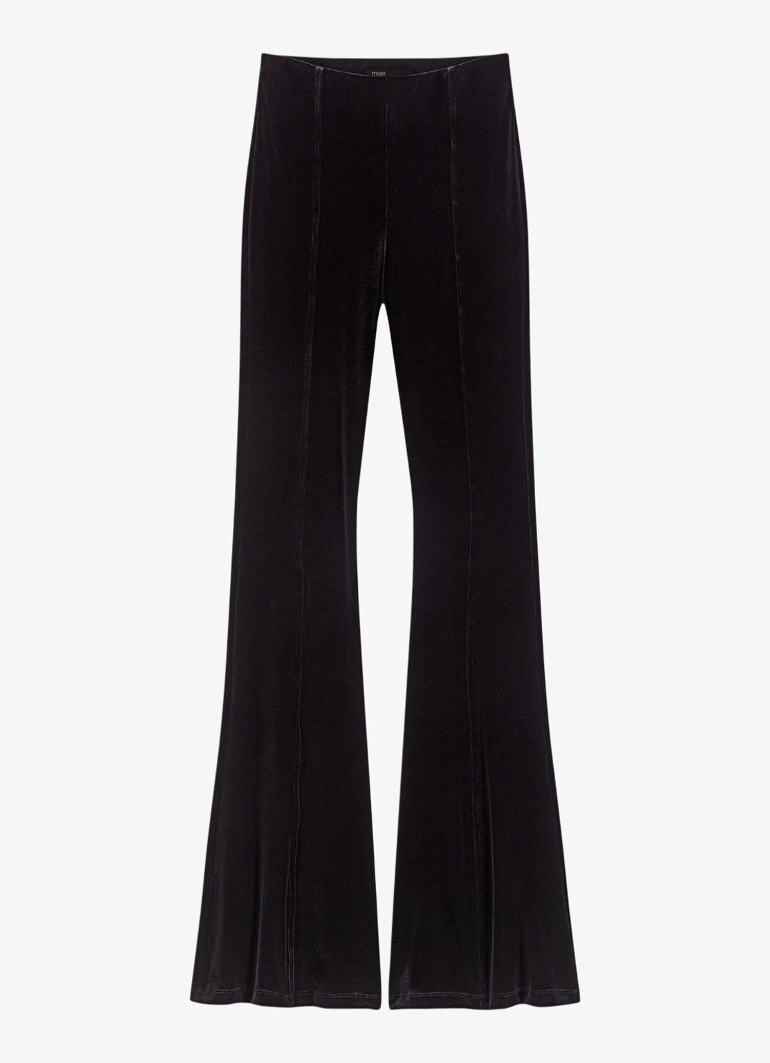 Maje Flared fit broek van fluweel  - voorkant 2 zwart