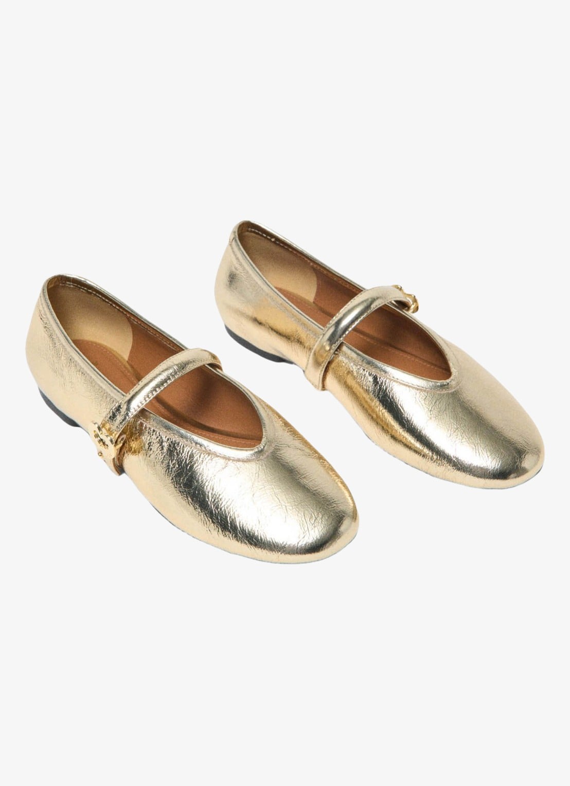 Maje Flaria ballerina van leer met metallic finish  - detail 3 goud