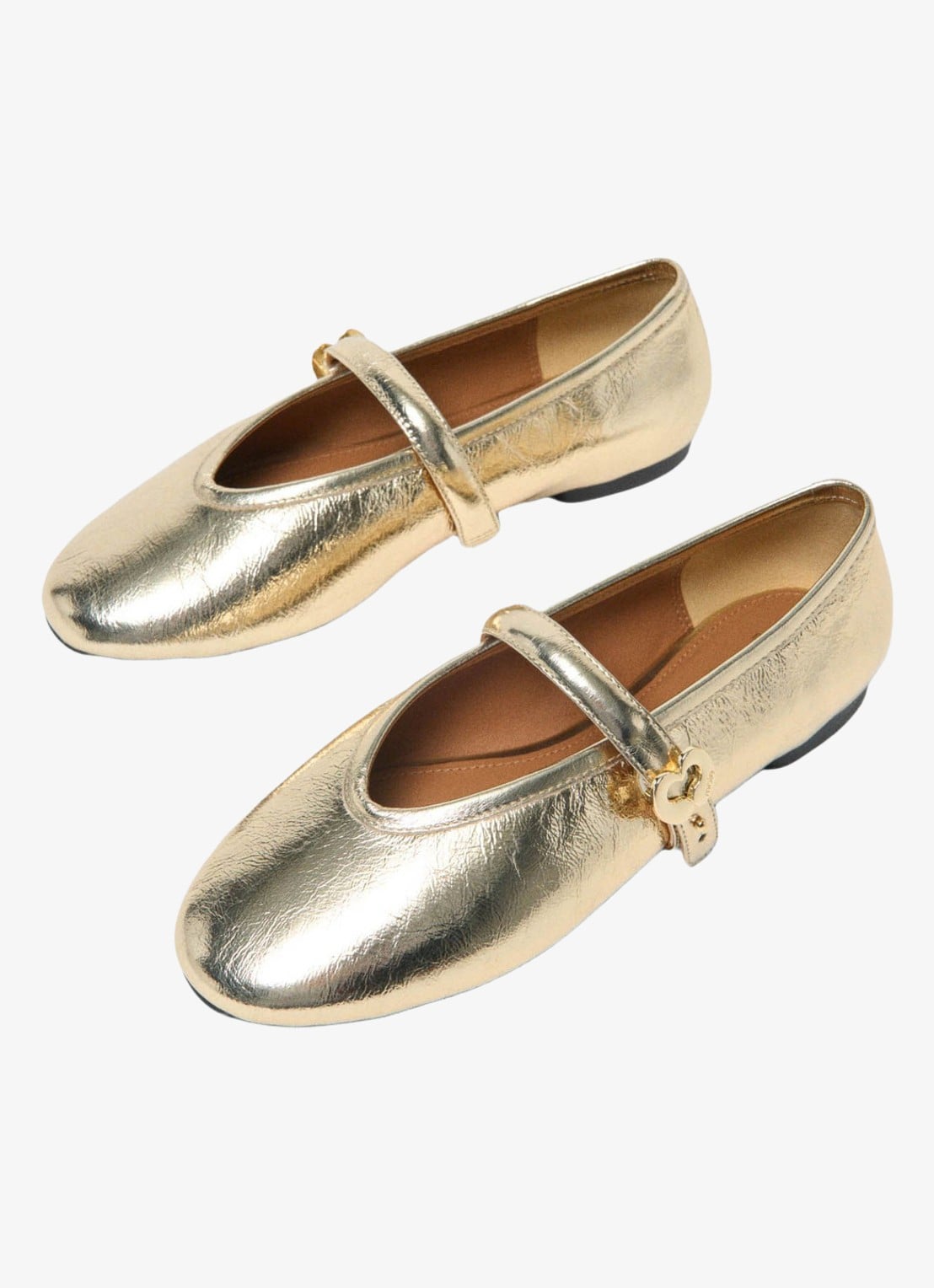Maje Flaria ballerina van leer met metallic finish  - detail 4 goud