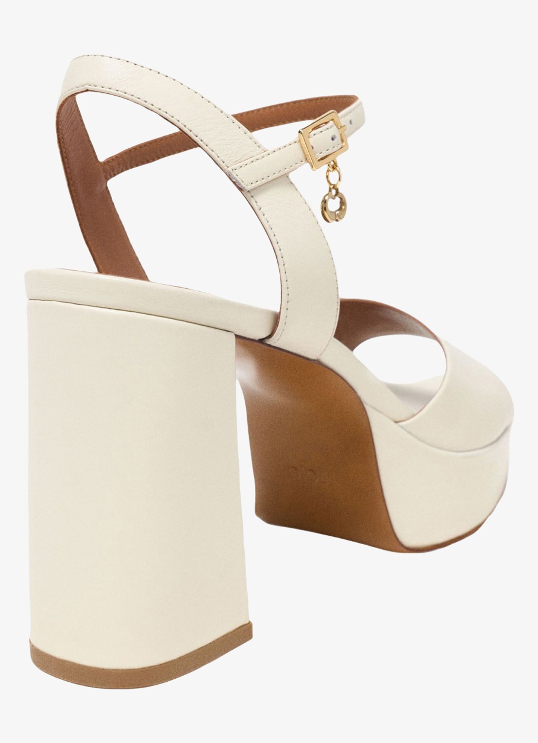 Maje Fralow sandalette van leer met plateauzool - achterkant 6 beige