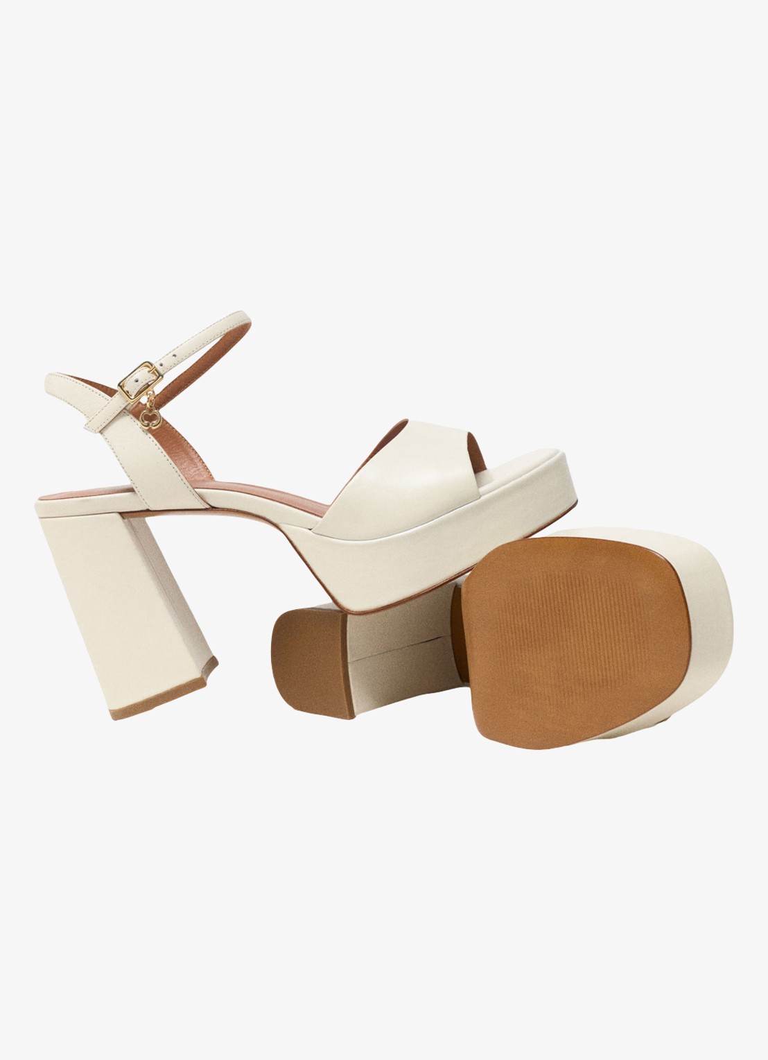 Maje Fralow sandalette van leer met plateauzool - detail 4 beige