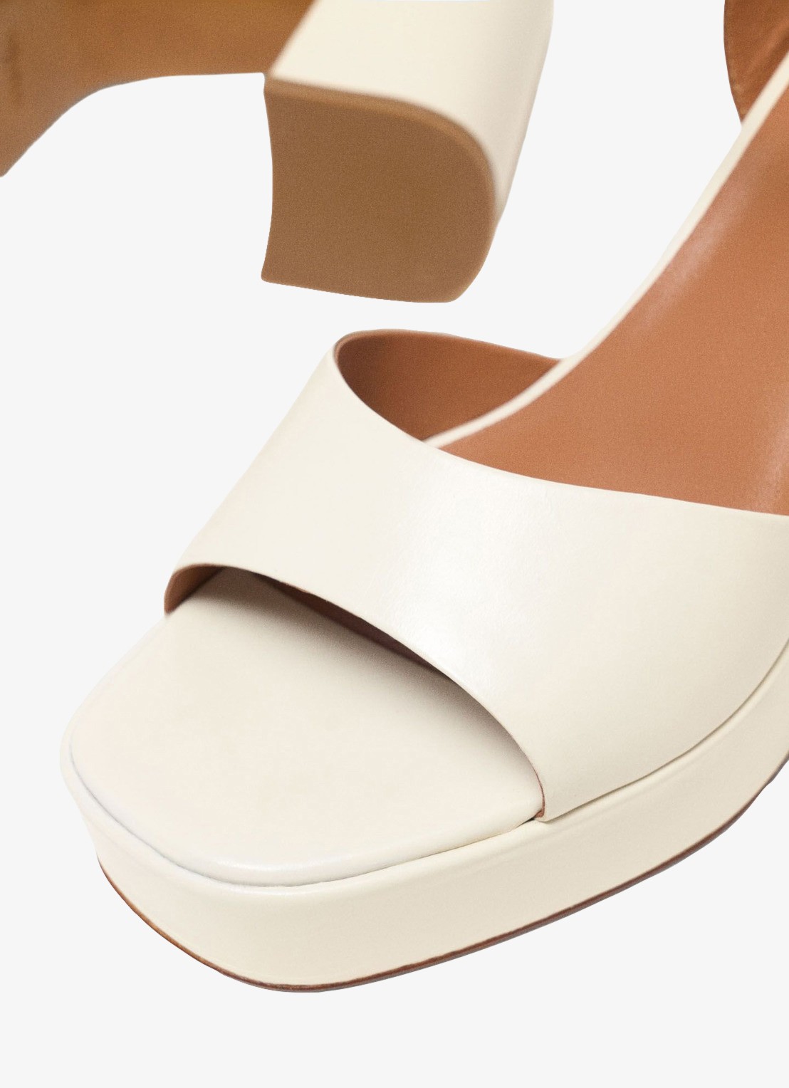 Maje Fralow sandalette van leer met plateauzool - detail 5 beige