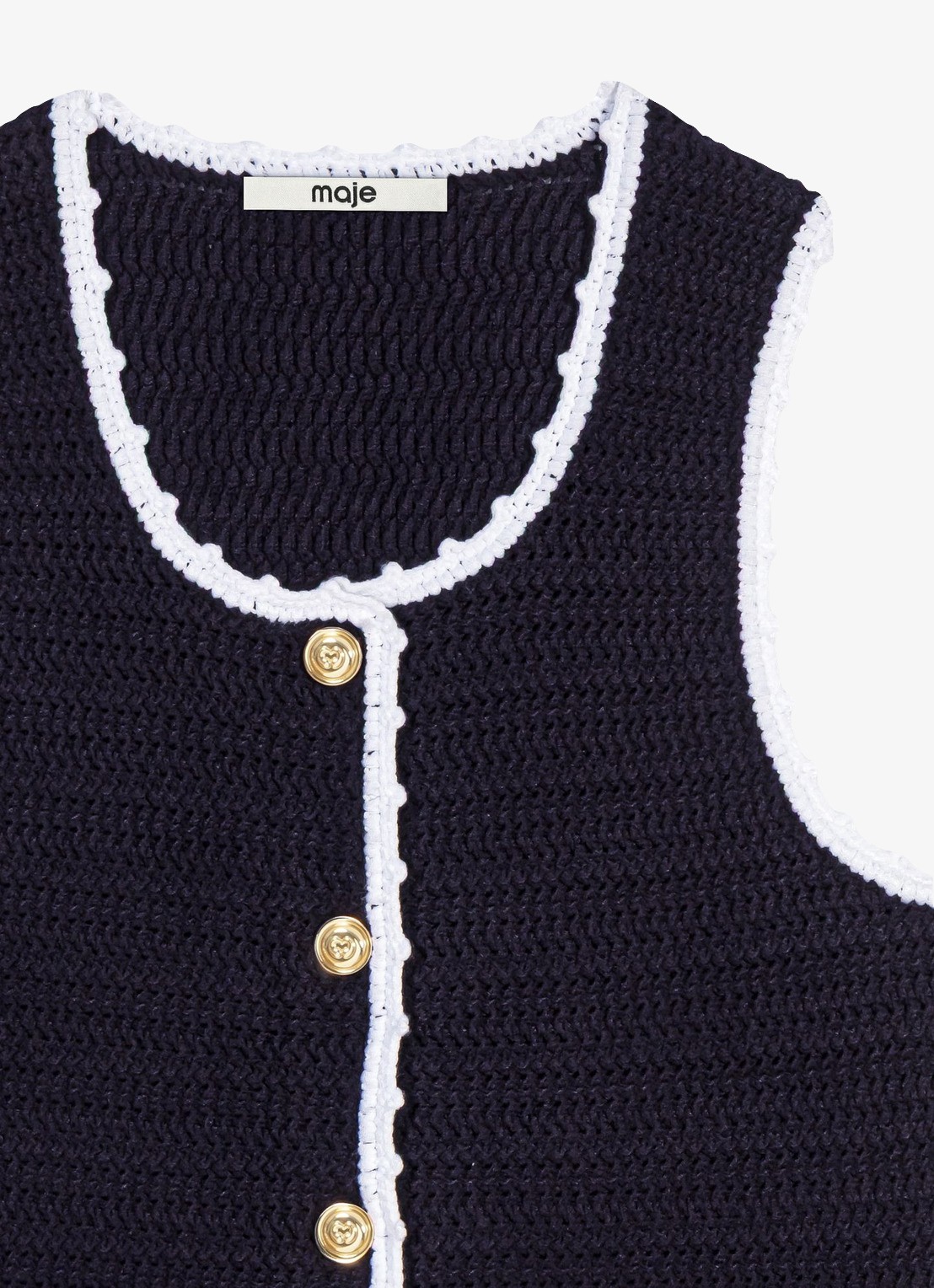 Maje Gebreide top met haakwerkbies - detail 7 donkerblauw
