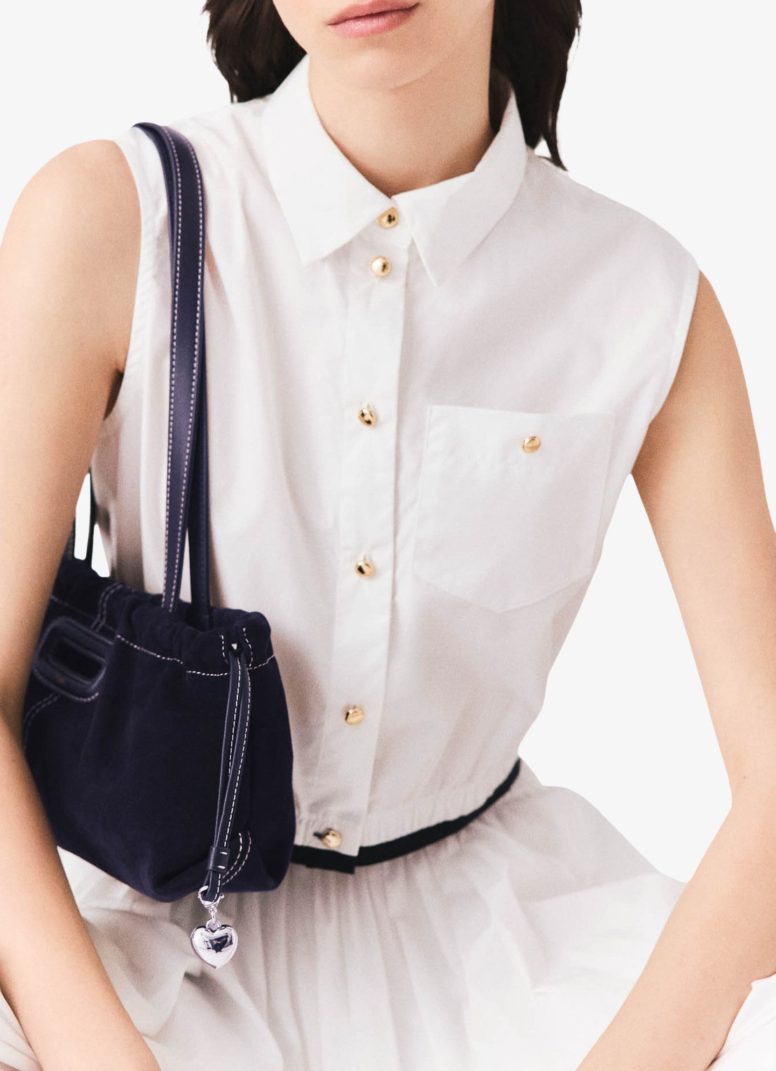 Maje Gecropte mouwloze blouse - detail 3 wit