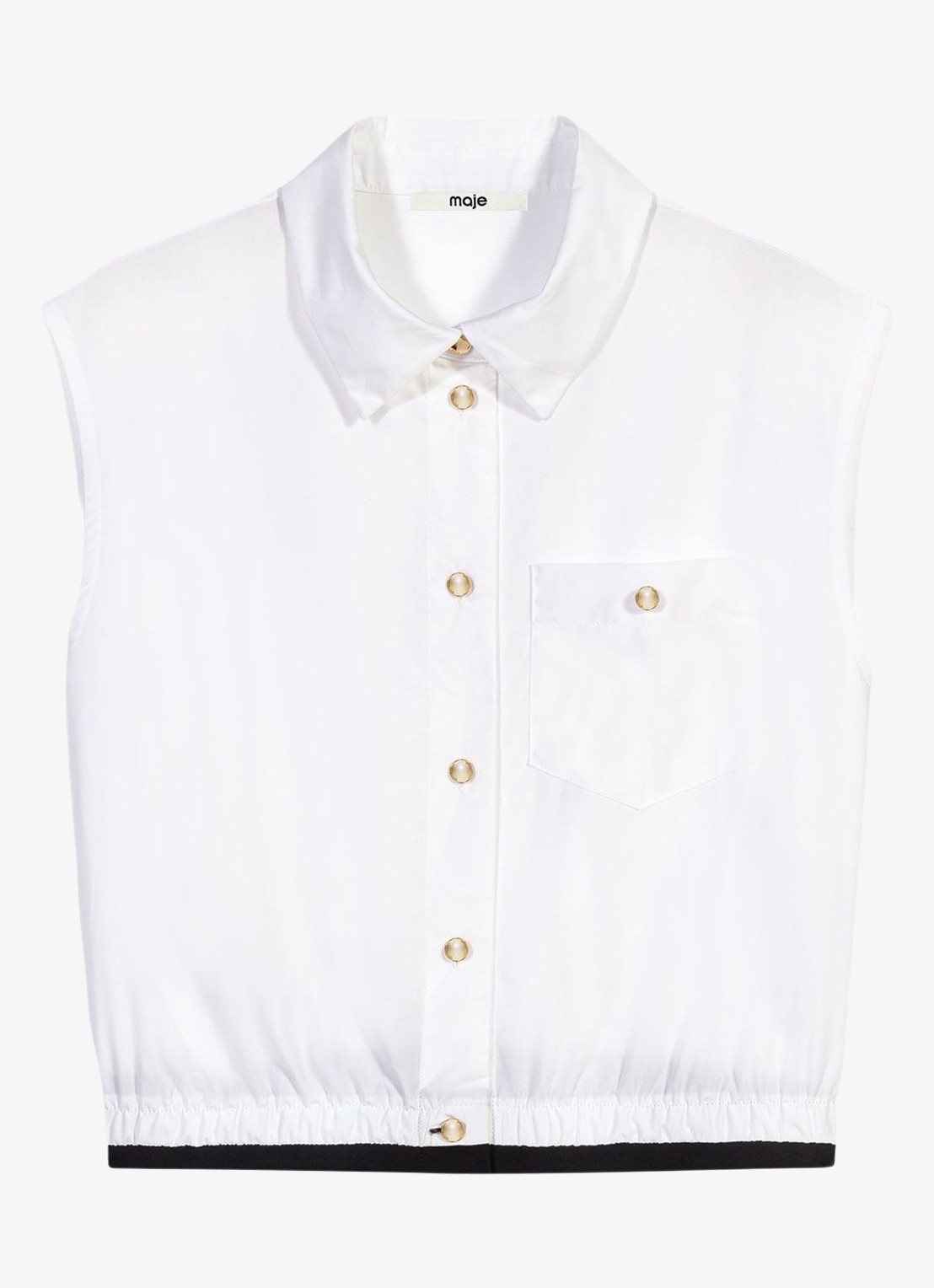 Maje Gecropte mouwloze blouse - voorkant 7 wit