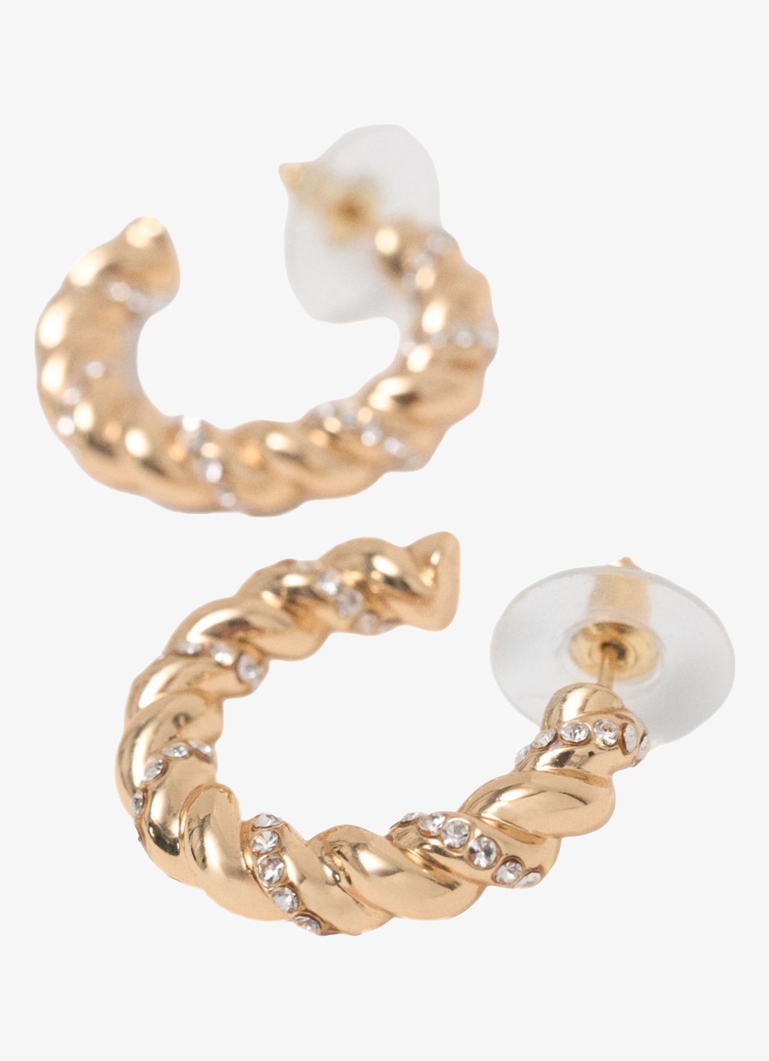 Maje Gedraaide hoepel oorbellen met strass - detail 3 goud