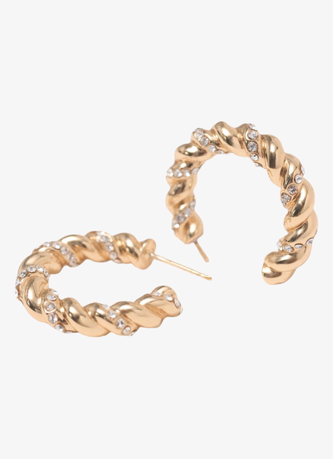 Maje Gedraaide hoepel oorbellen met strass - detail 5 goud