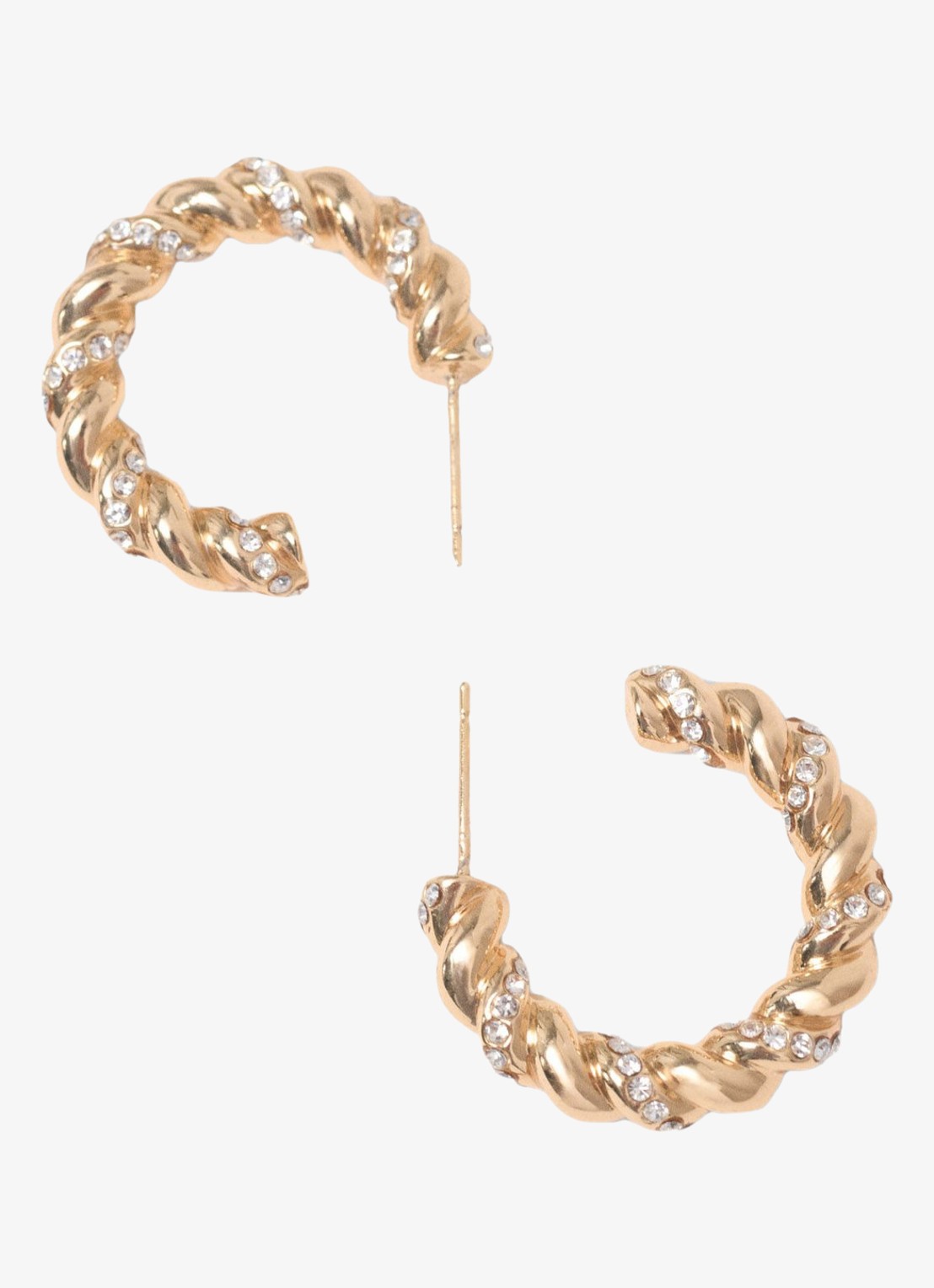 Maje Gedraaide hoepel oorbellen met strass - detail 6 goud