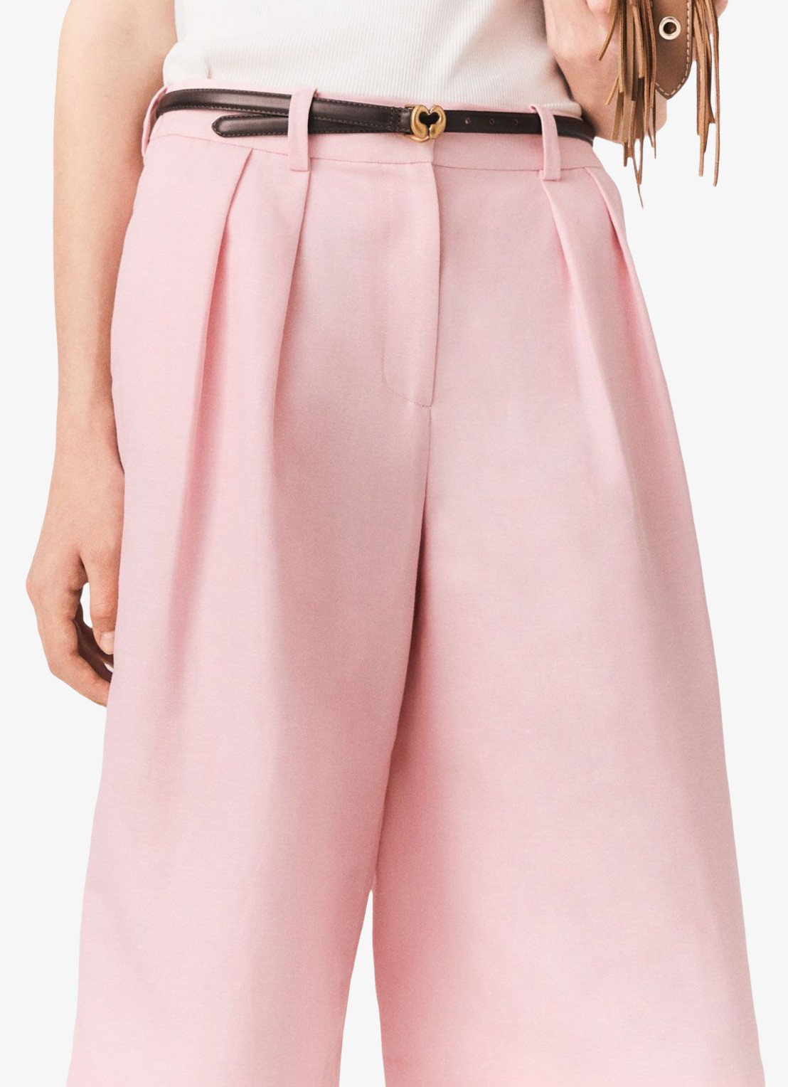 Maje Geplooide linnen blend Bermudashort - detail 7 roze