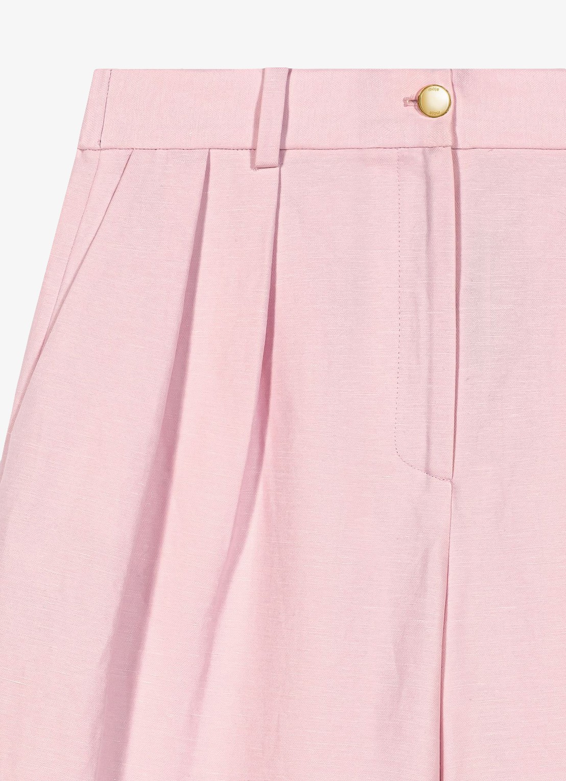 Maje Geplooide linnen blend Bermudashort - detail 8 roze