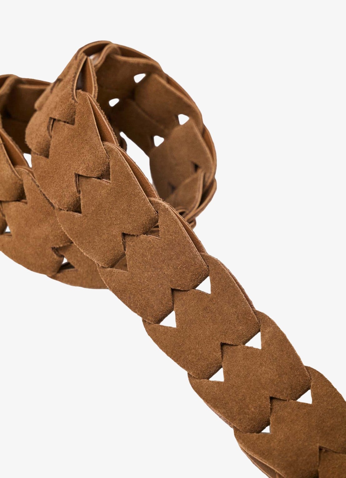 Maje Gevlochten riem van suède - detail 4 camel