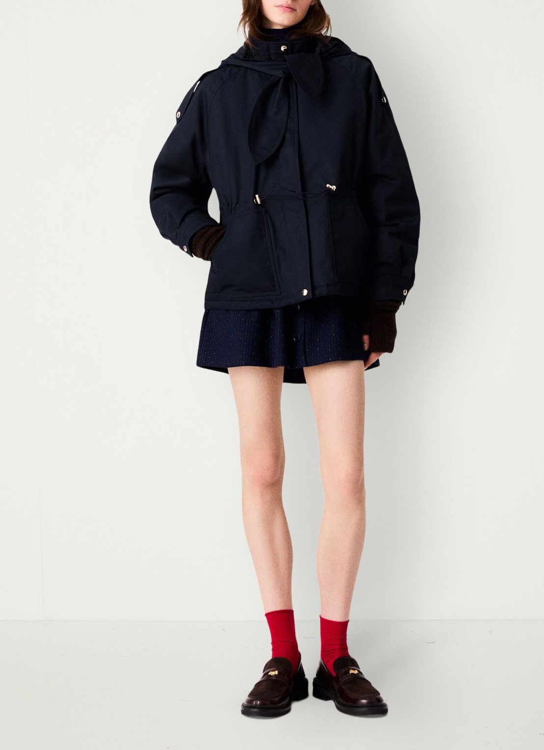 Maje Gewatteerde parka met steekzakken - voorkant 8 donkerblauw