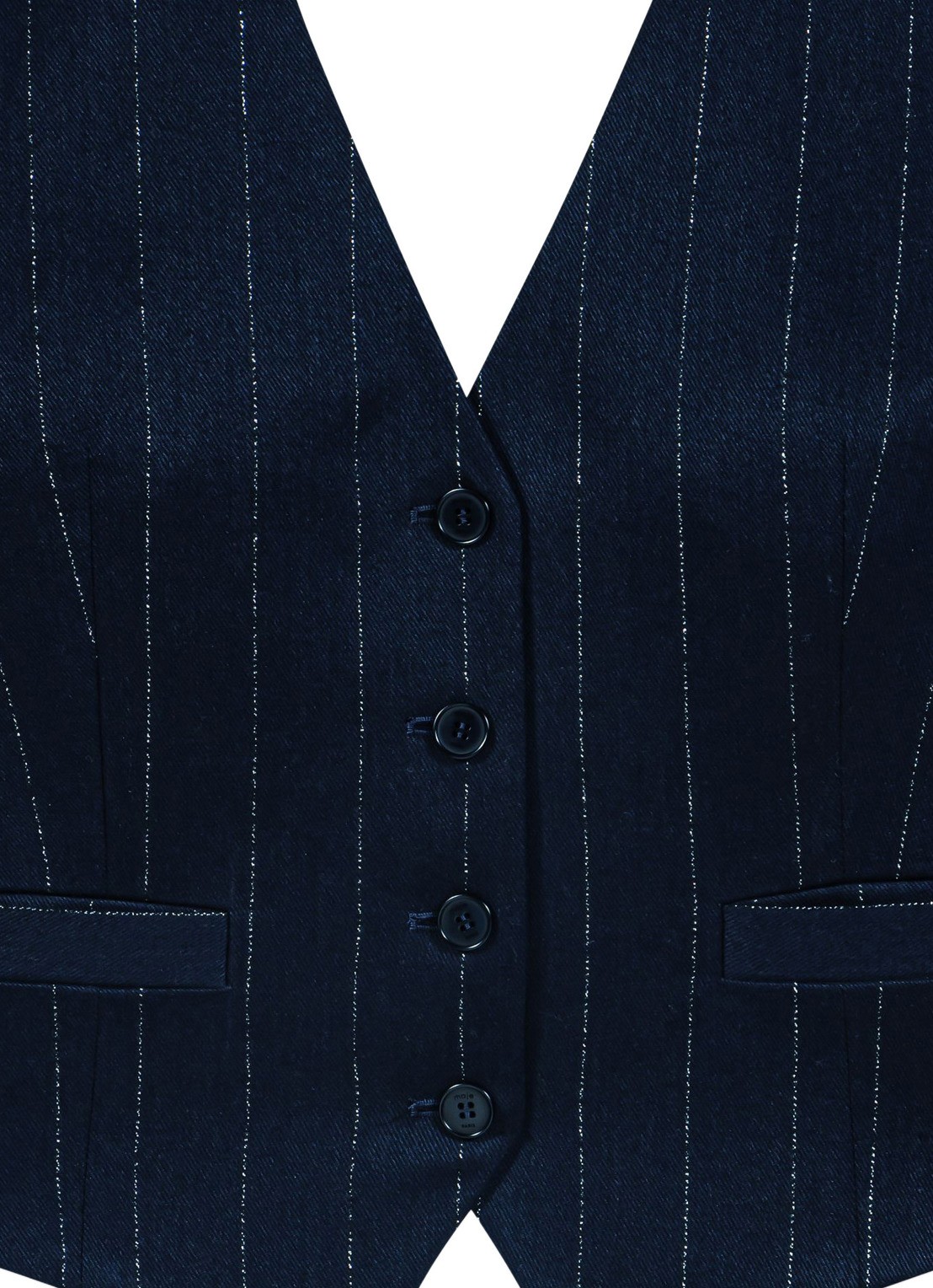 Maje Gilet in wolblend met krijtstreep - detail 6 donkerblauw