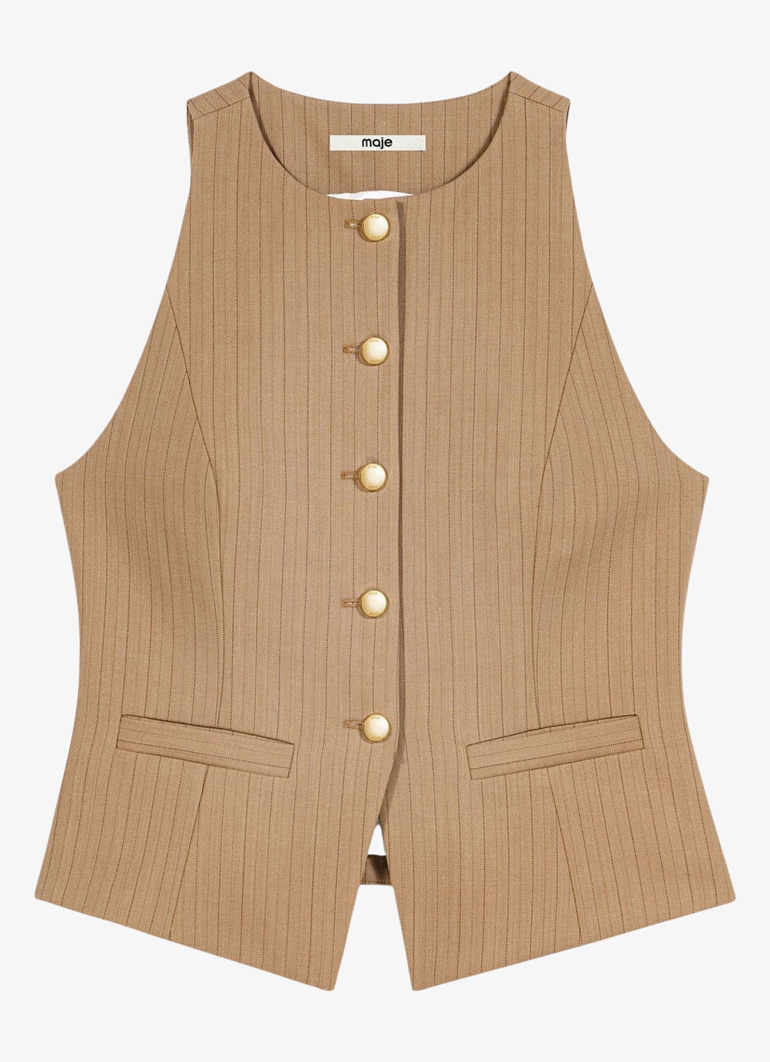 Maje Gilet in wolblend - voorkant beige