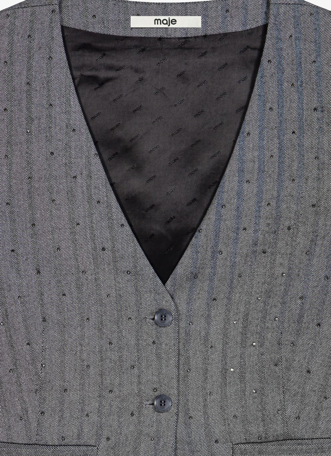 Maje Gilet met strass - detail 2 grijs