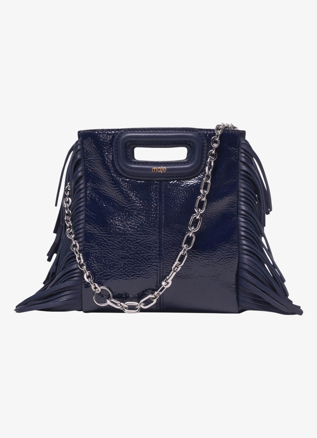 Maje Handtas van leer - detail donkerblauw