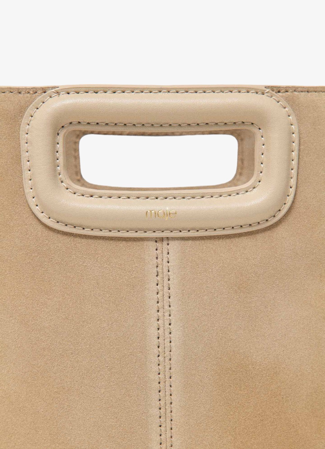 Maje Handtas van suède met afneembare schouderriem - detail beige