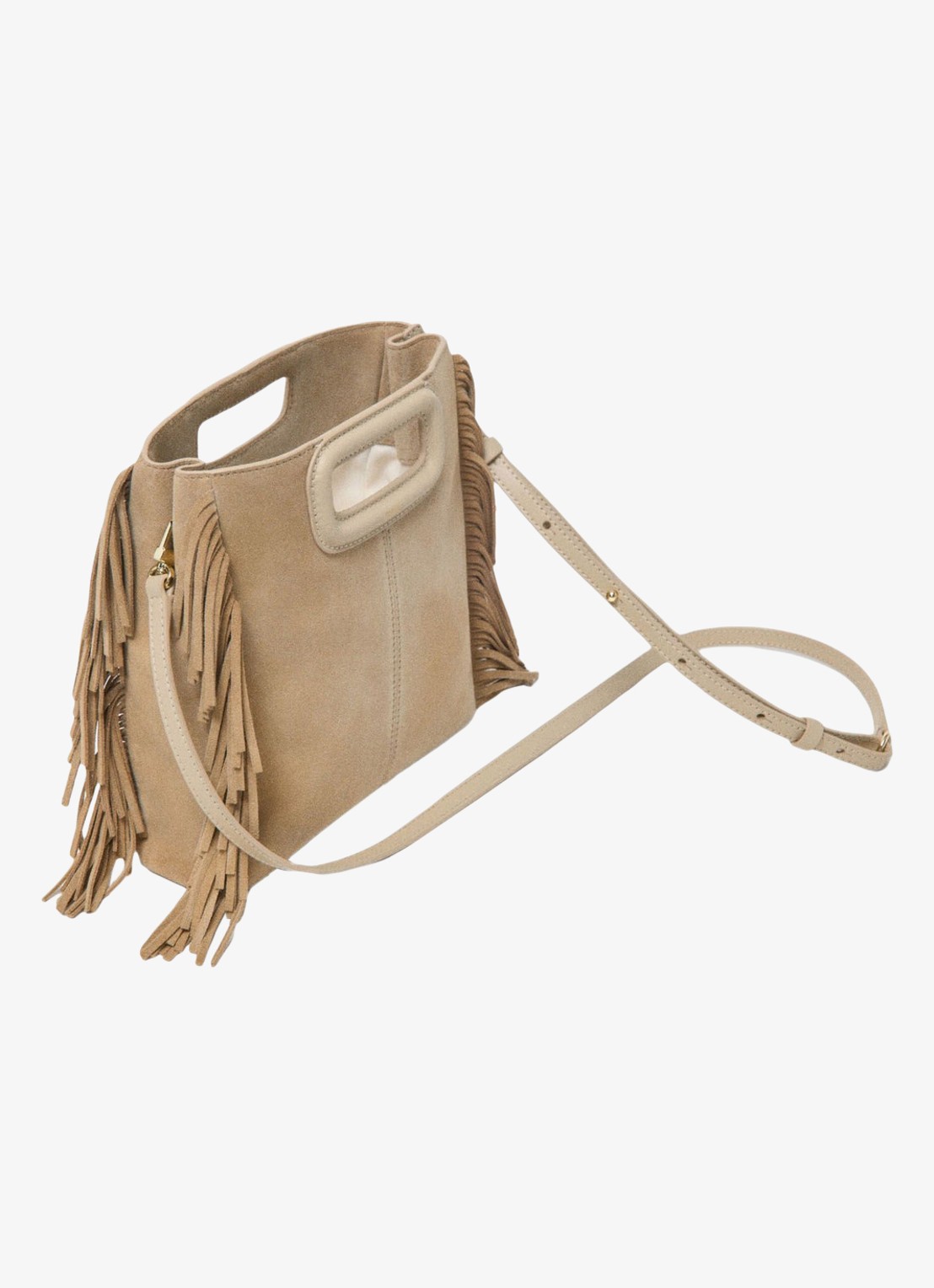 Maje Handtas van suède met afneembare schouderriem - detail 3 beige