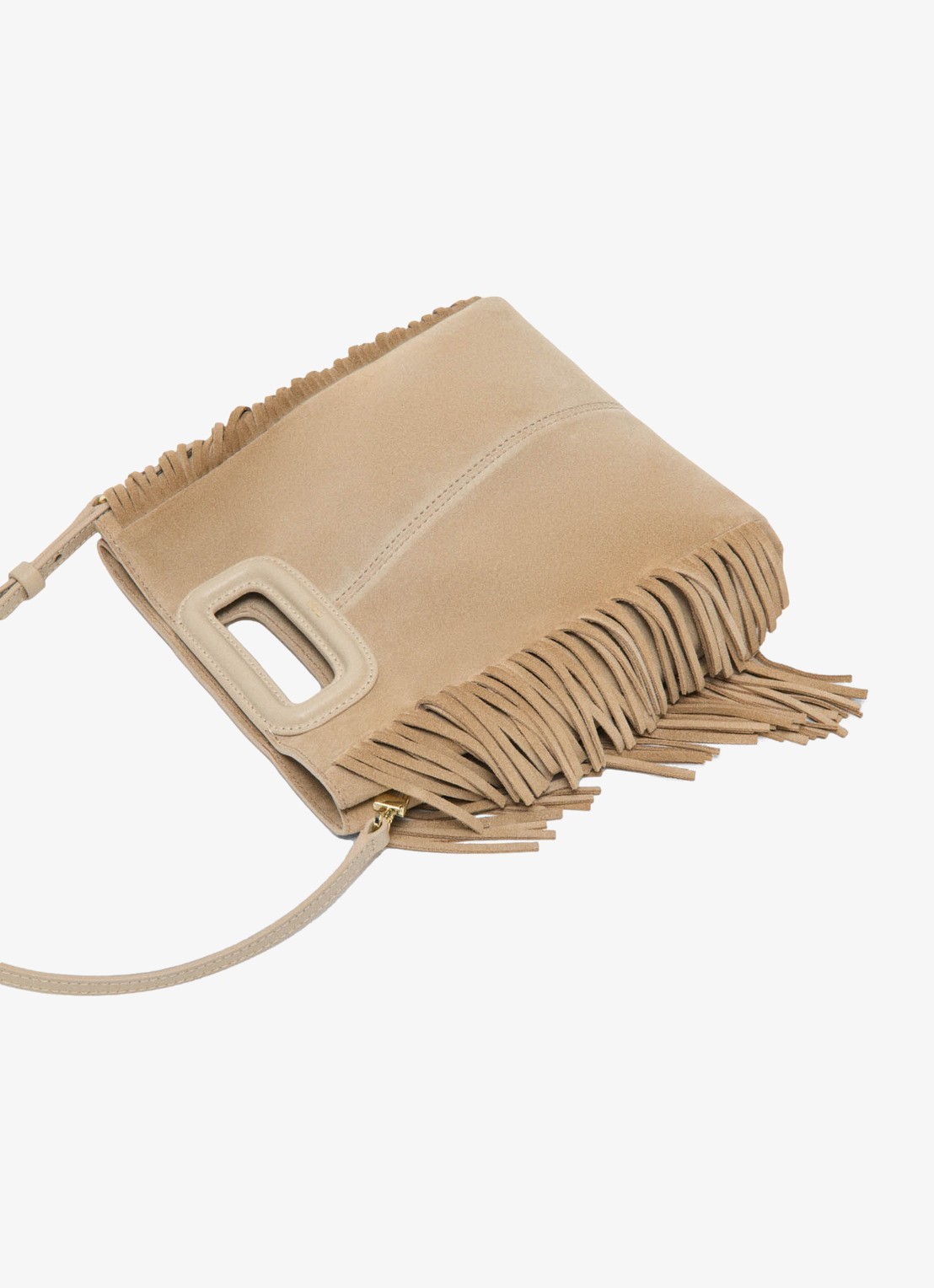 Maje Handtas van suède met afneembare schouderriem - detail 4 beige