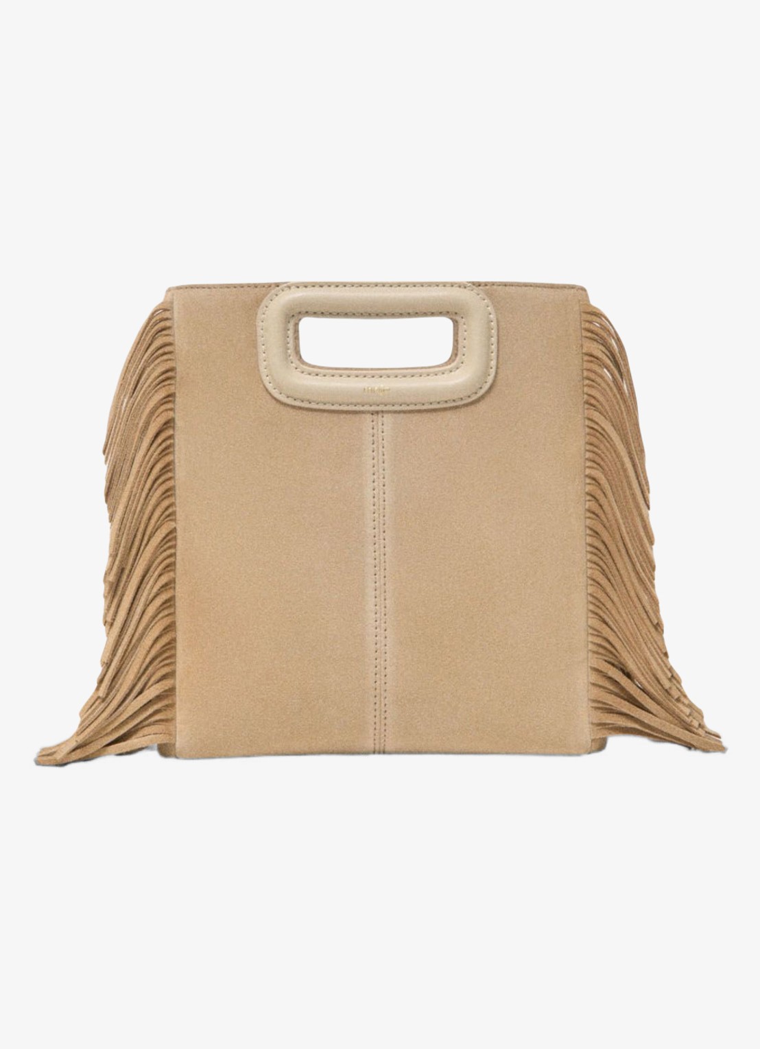 Maje Handtas van suède met afneembare schouderriem - voorkant 6 beige