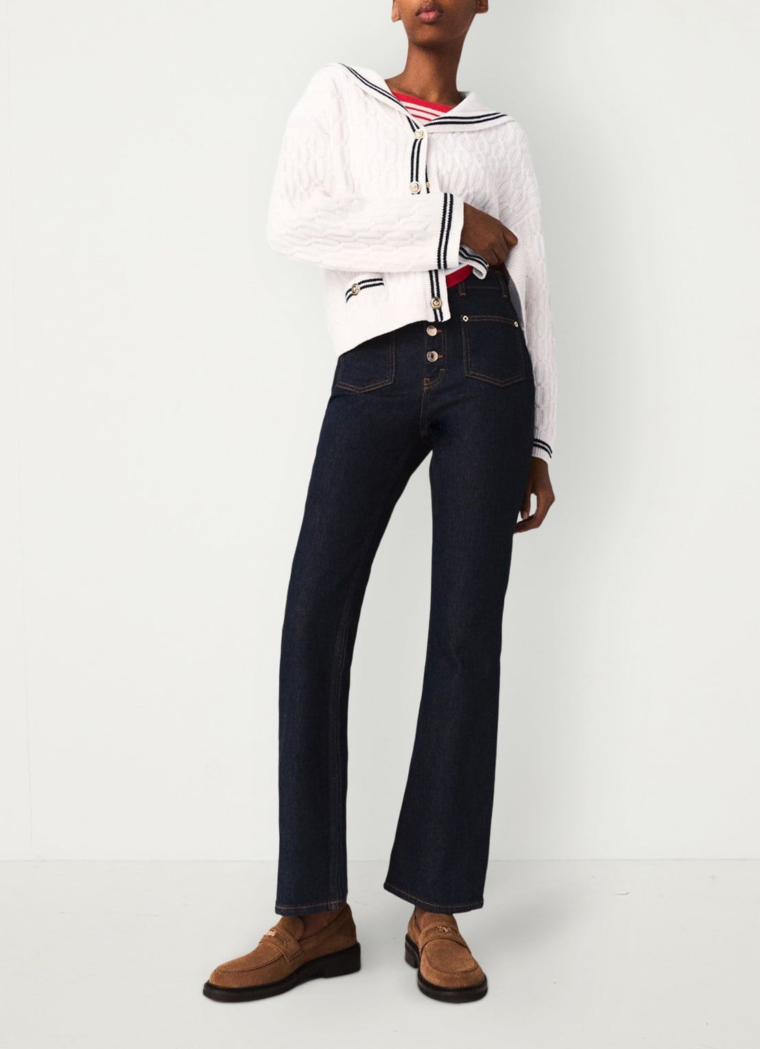 Maje High slim fit leg jeans met donkere wassing - detail 2 dark blue / blauw
