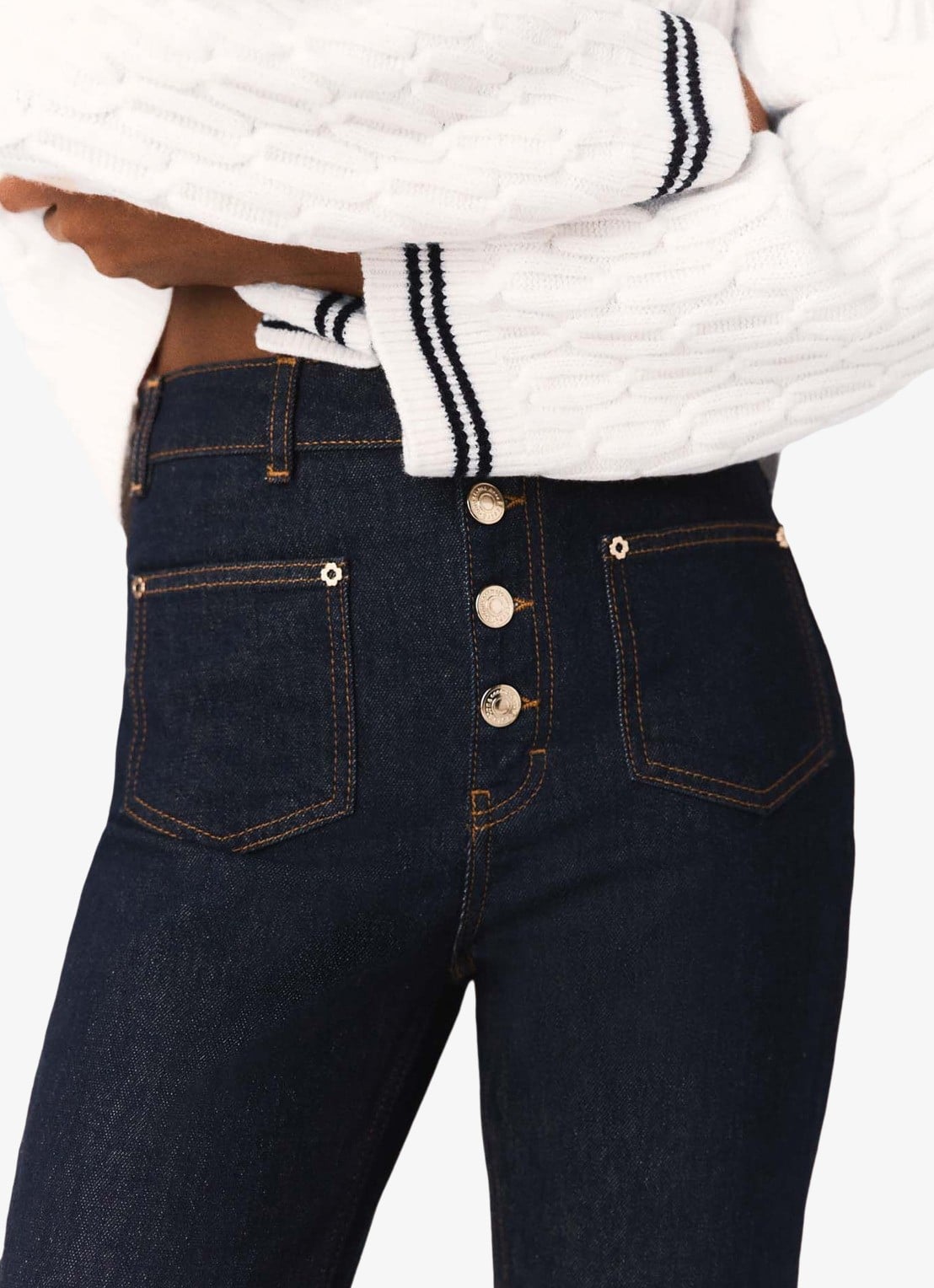 Maje High slim fit leg jeans met donkere wassing - detail 4 dark blue / blauw