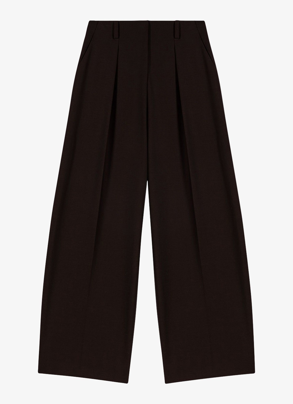 Maje High waist balloon fit pantalon in wolblend met steekzakken - voorkant 7 bruin
